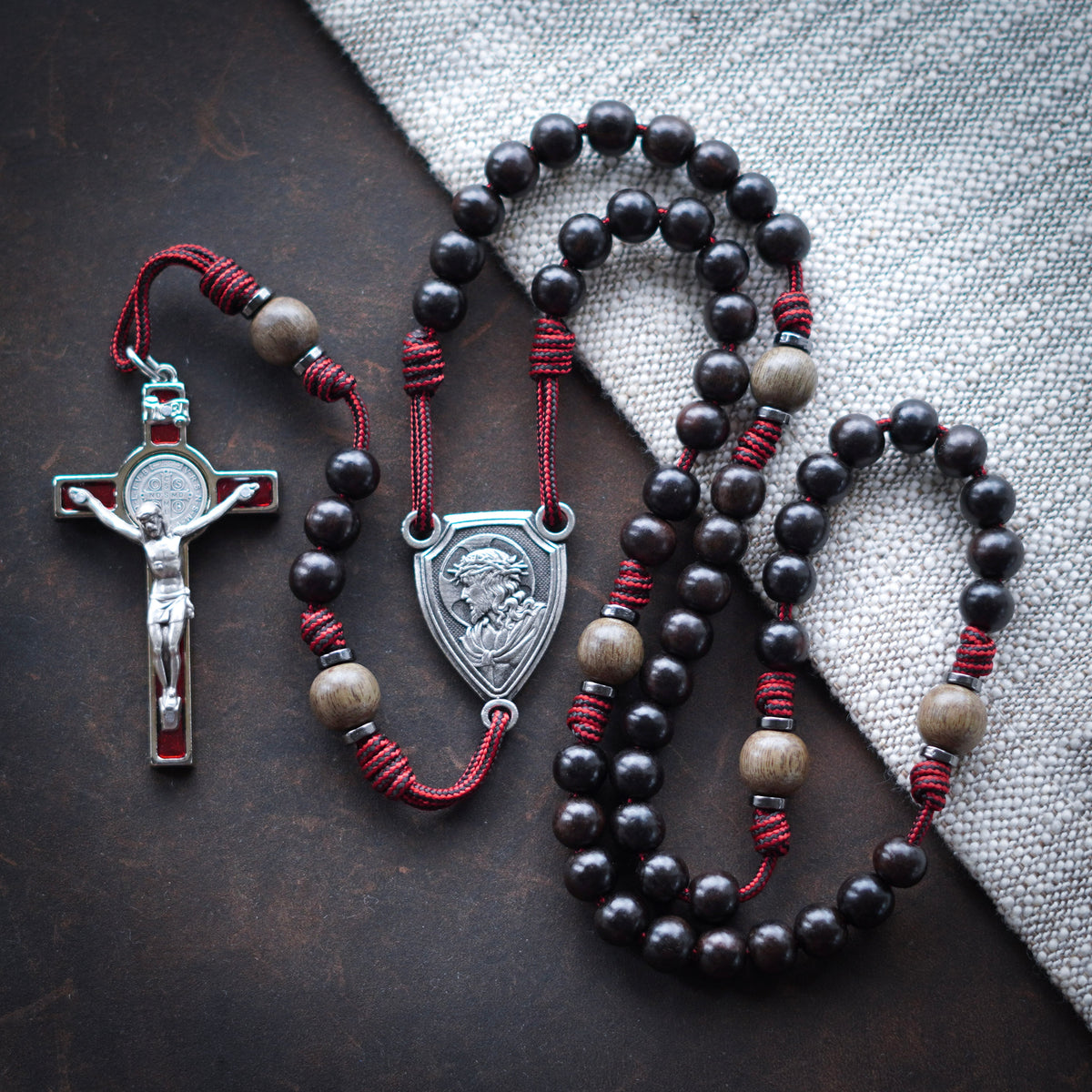 Sacred Heart Ebony Rosary