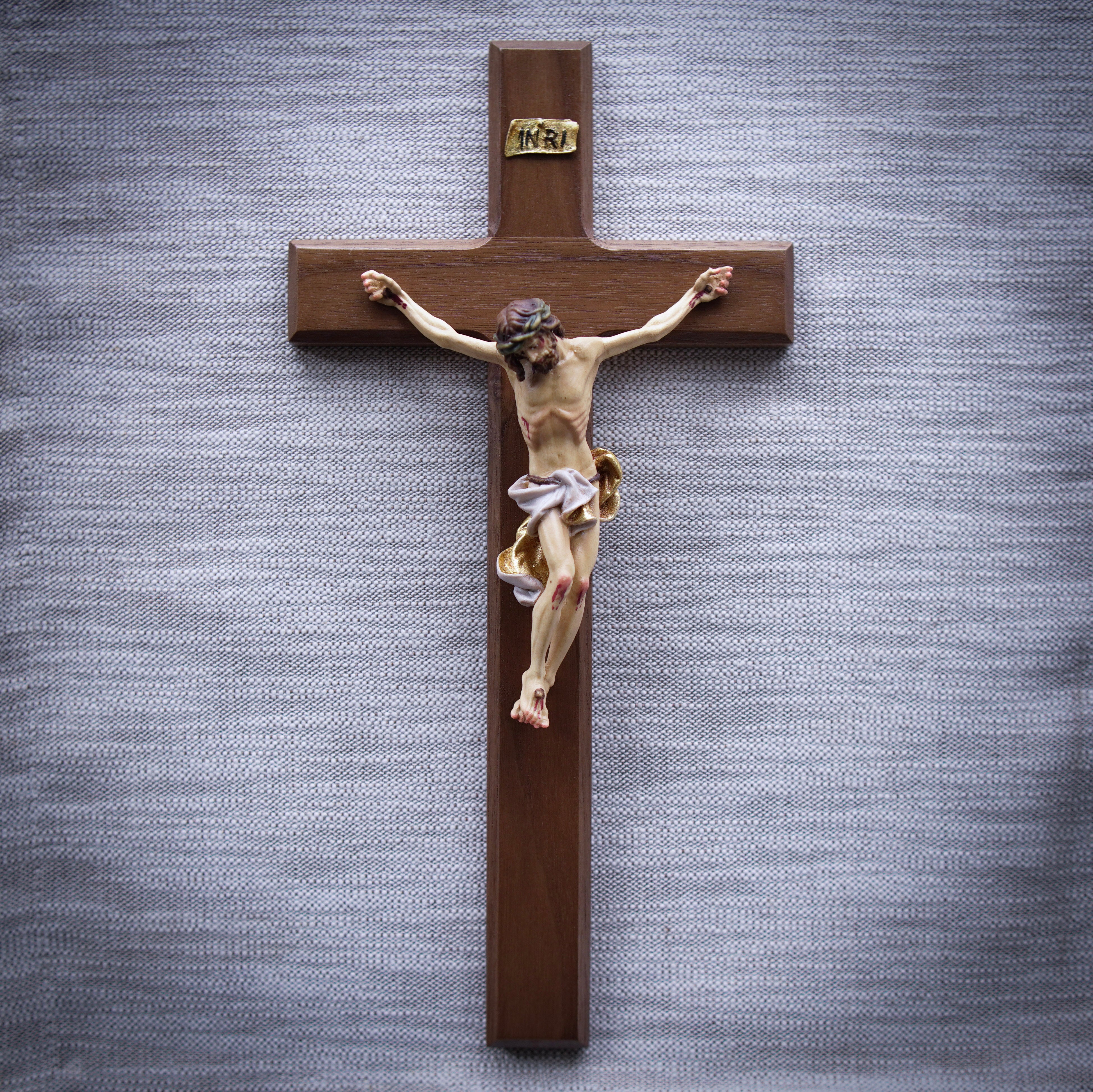 Hand-Carved German Wall Crucifix