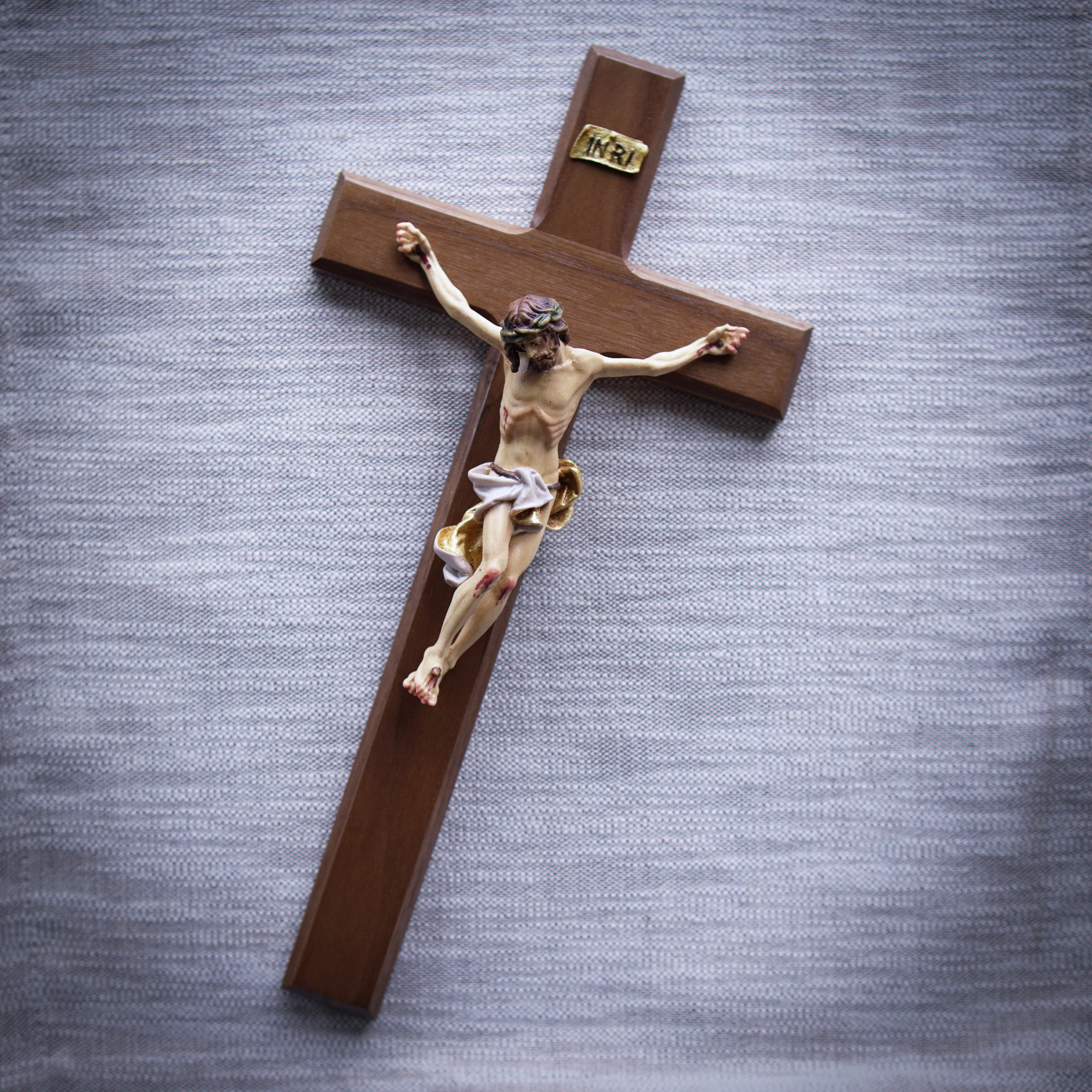 Hand-Carved German Wall Crucifix