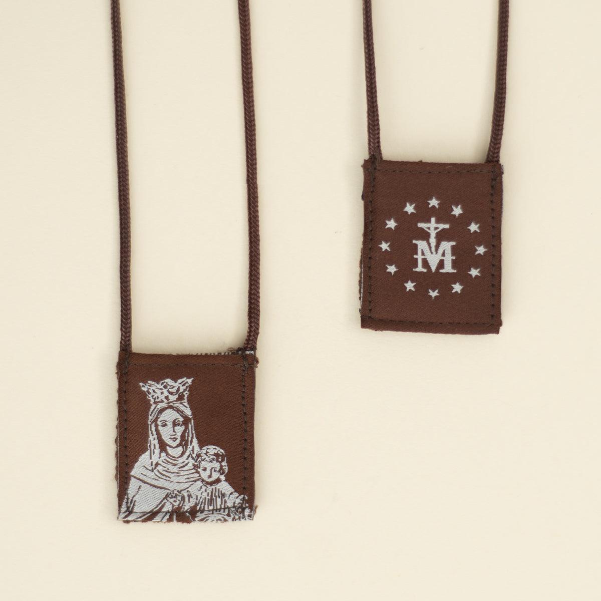 Premium Brown Scapular, Brown & Cream, Our Lady of Mt. Carmel - The Catholic Woodworker