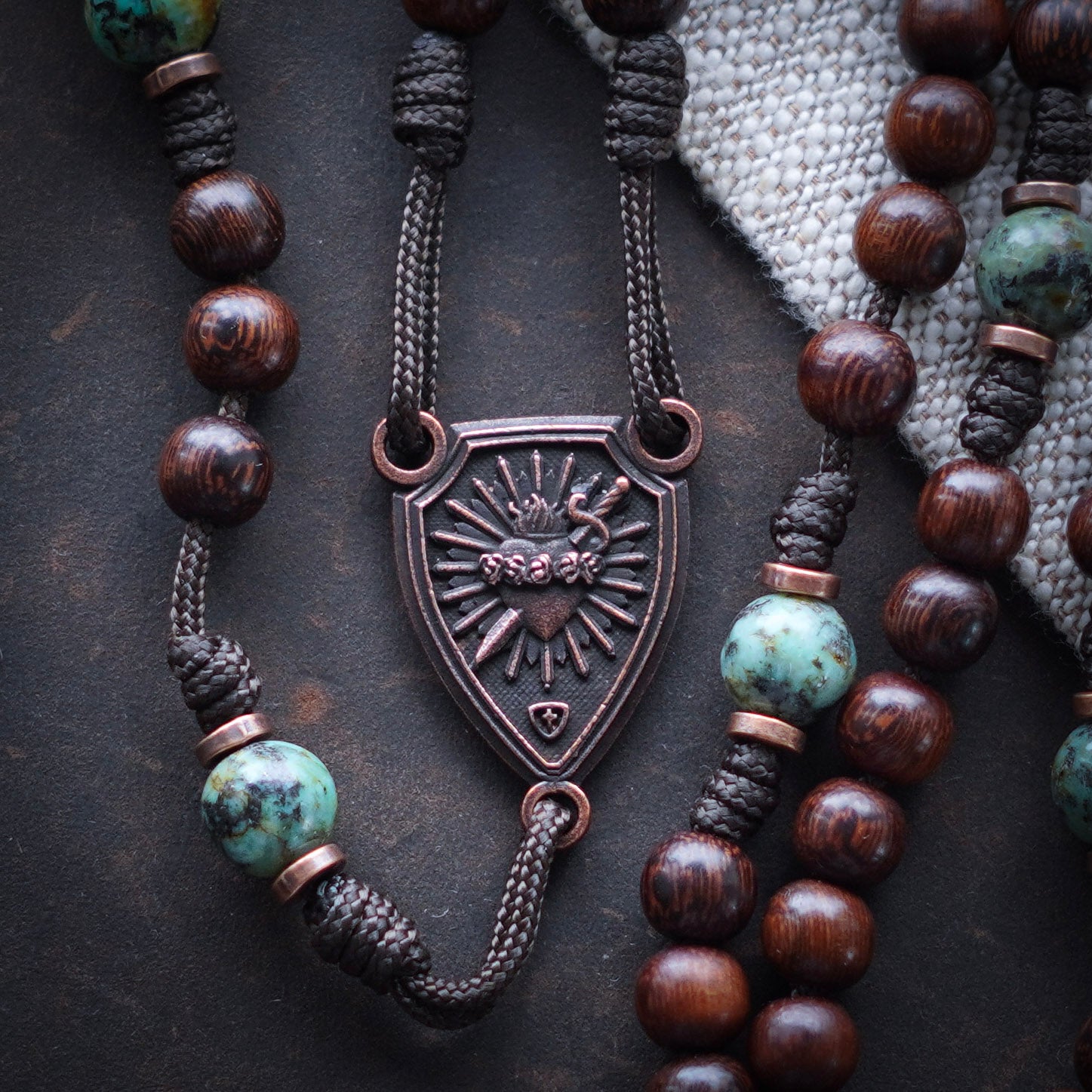 Handmade Wooden Rosary - Refuge of Sinners Design