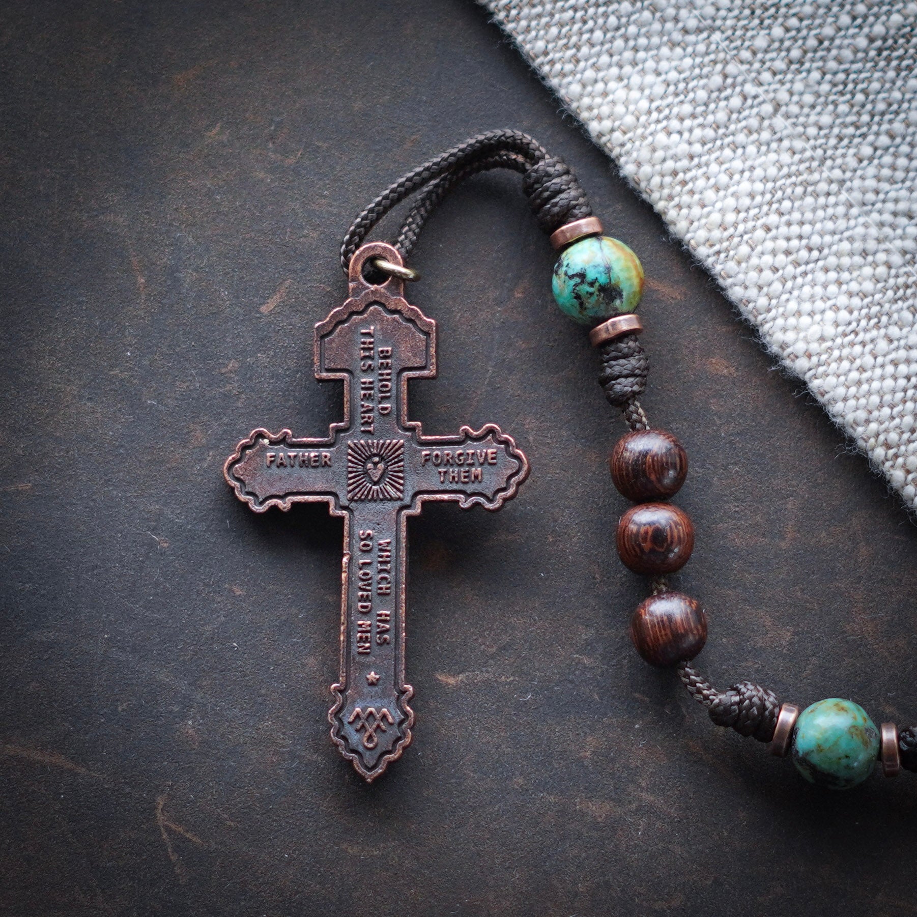 Handmade Wooden Rosary - Refuge of Sinners Design