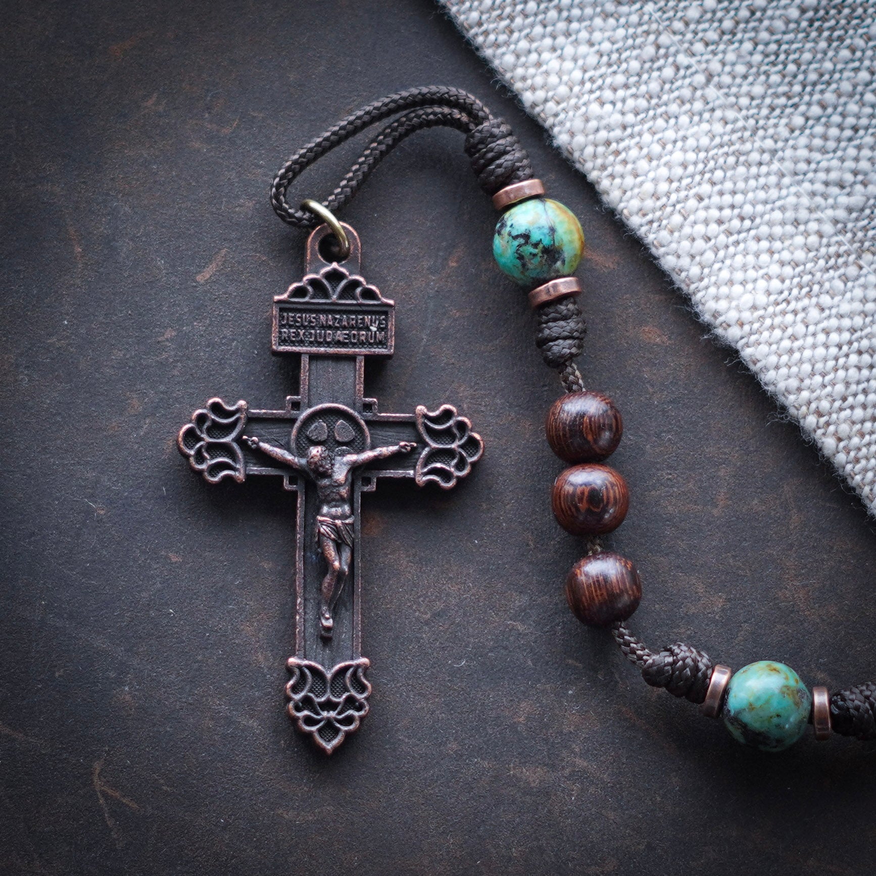 Handmade Wooden Rosary - Refuge of Sinners Design
