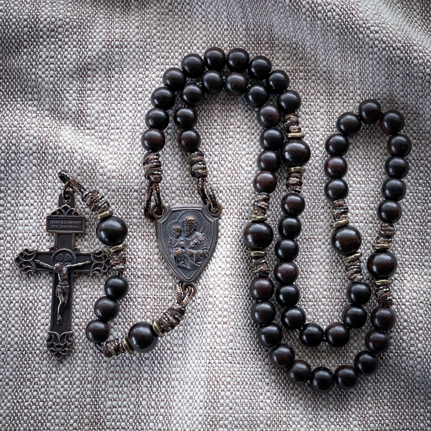 Handmade Wooden Rosary - Terror of Demons Design - Silicon Bronze