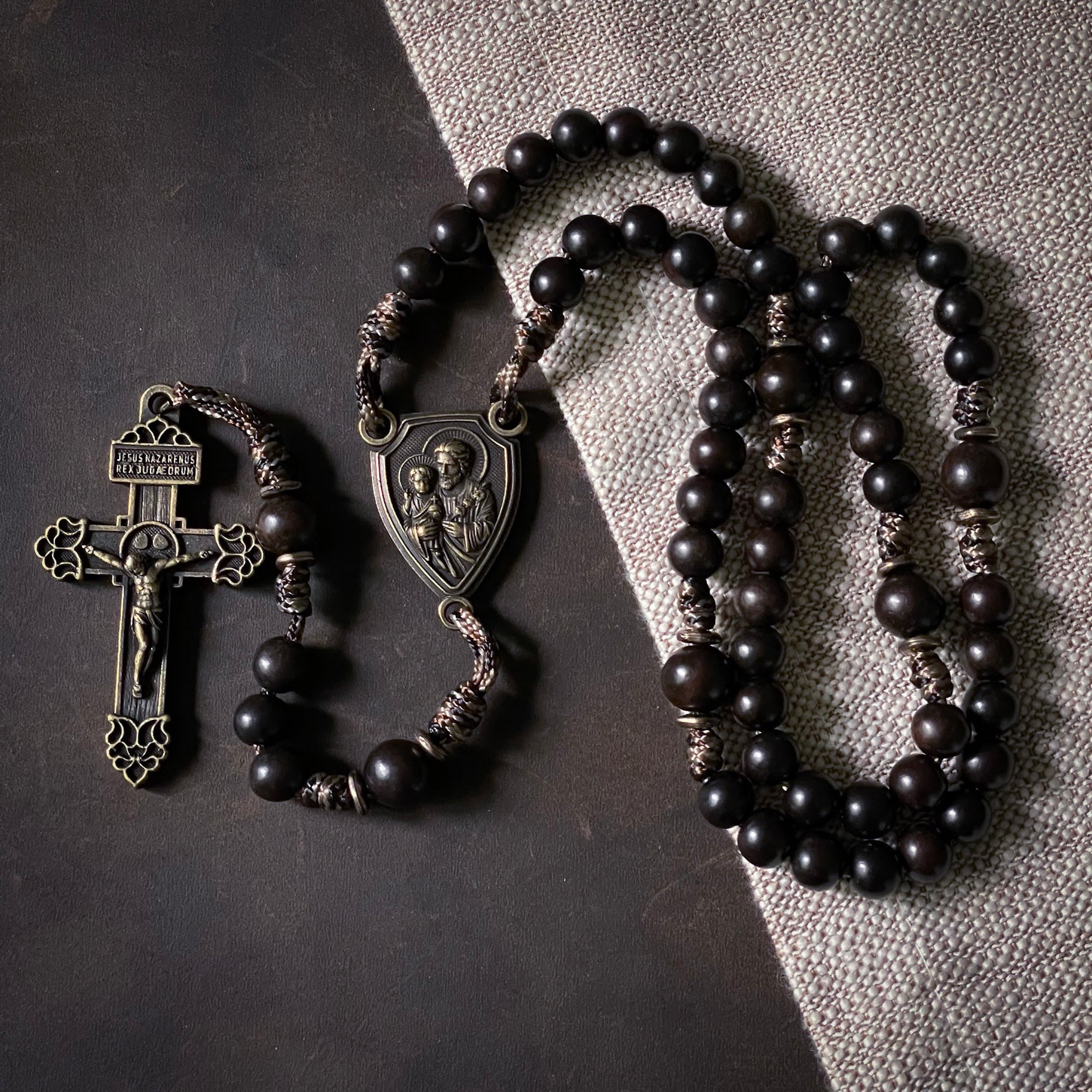 Handmade Wooden Rosary - Terror of Demons Design - Antique Bronze