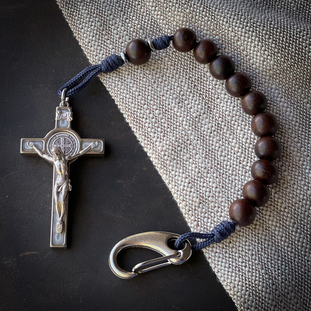 Handmade Wooden Pocket Rosary - Wisdom Design