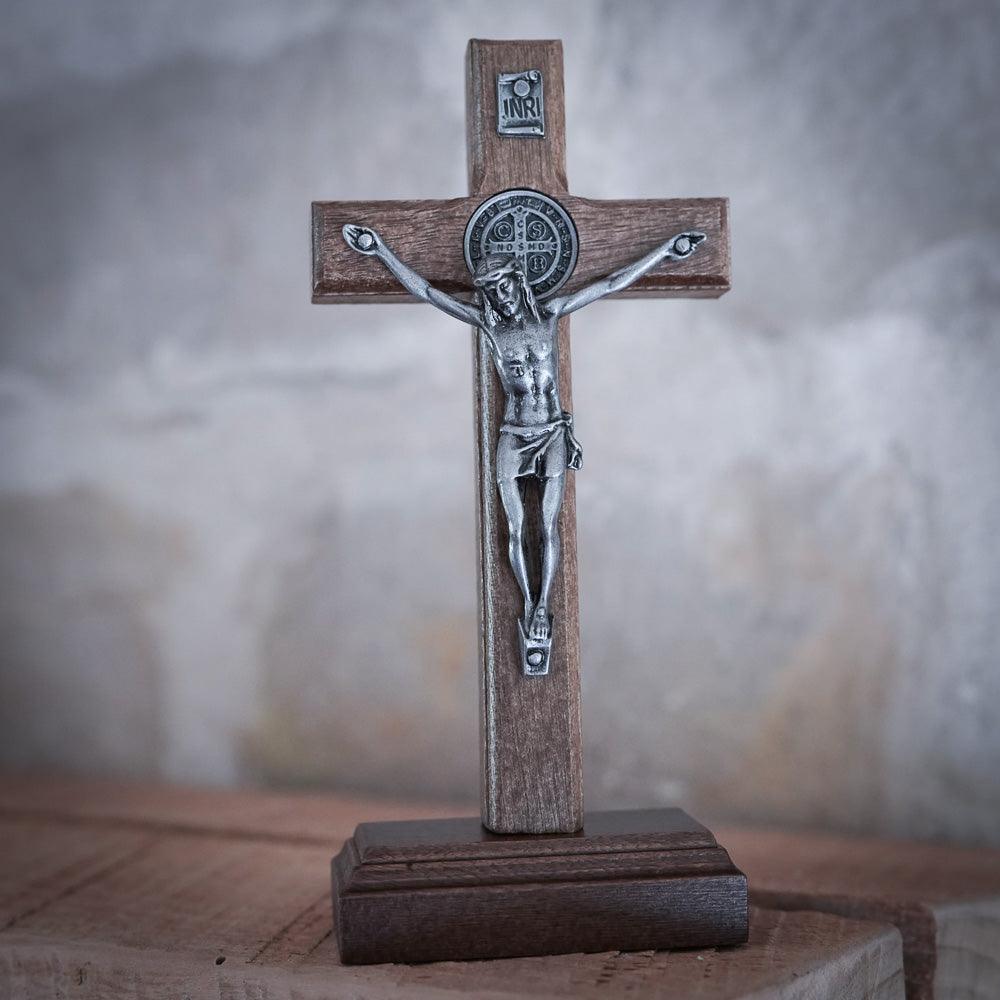 Handmade Brazilian Imbuia Desktop Crucifix - The Catholic Woodworker