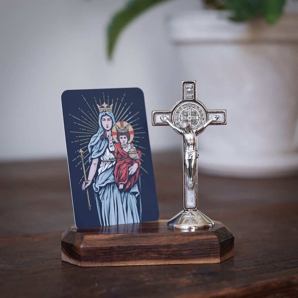 The Catholic Woodworker travel-size Home Altar.
