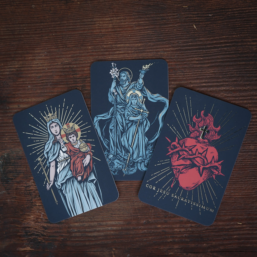 Illustrated Catholic Prayer Card Set of 3