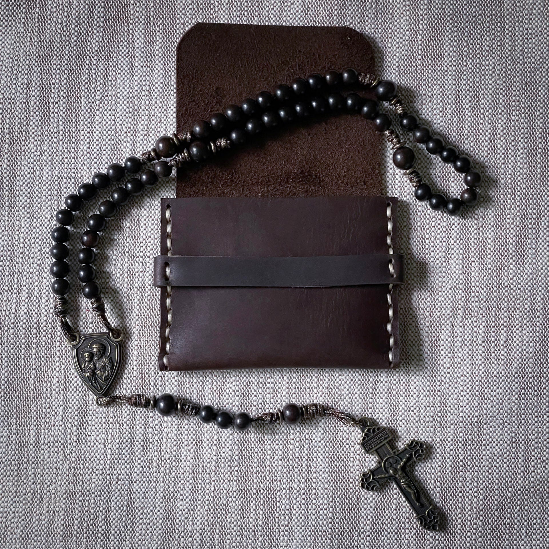 Leather Rosary Pouch - Java - by OréMoose
