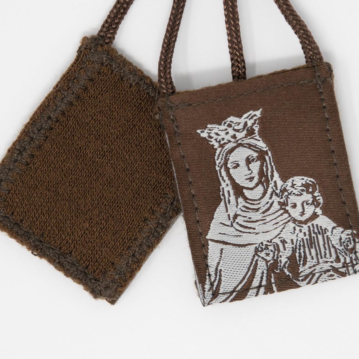 Premium Brown Scapular, Brown & Cream, Our Lady of Mt. Carmel - The Catholic Woodworker