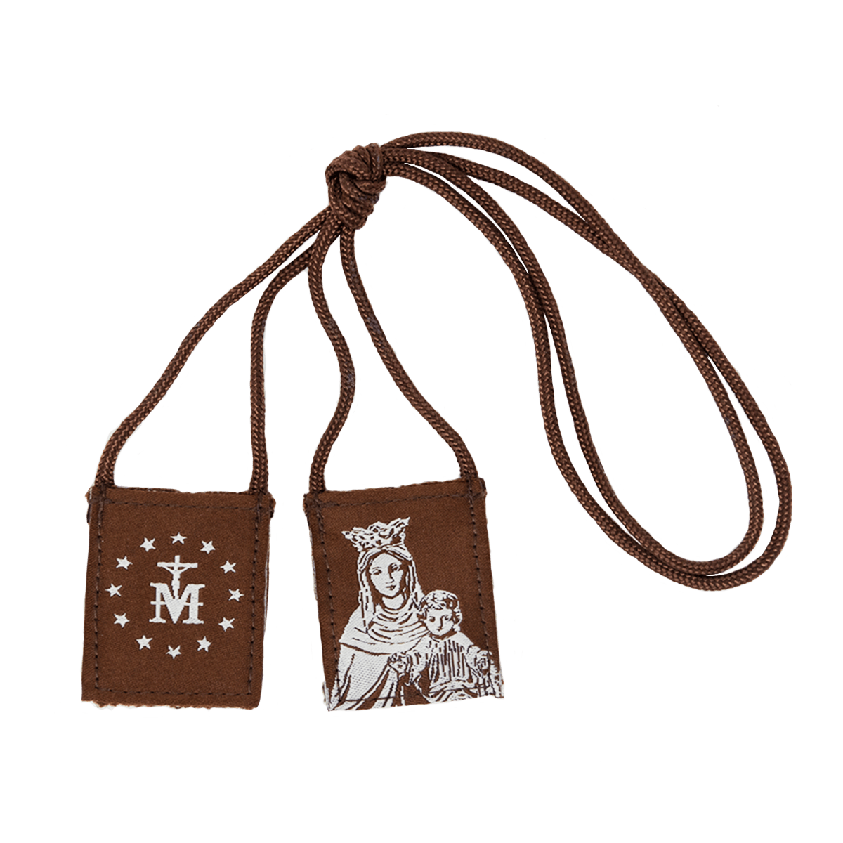 Premium Brown Scapular, Brown & Cream, Our Lady of Mt. Carmel - The Catholic Woodworker