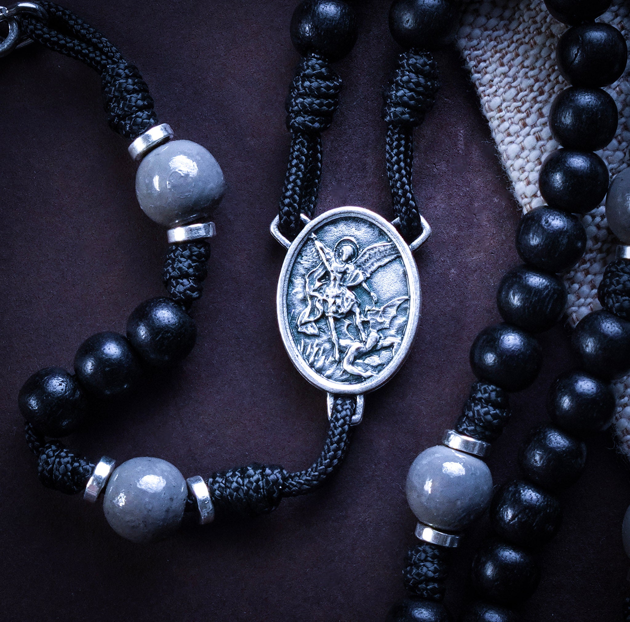 Handmade Wooden St. Michael Rosary