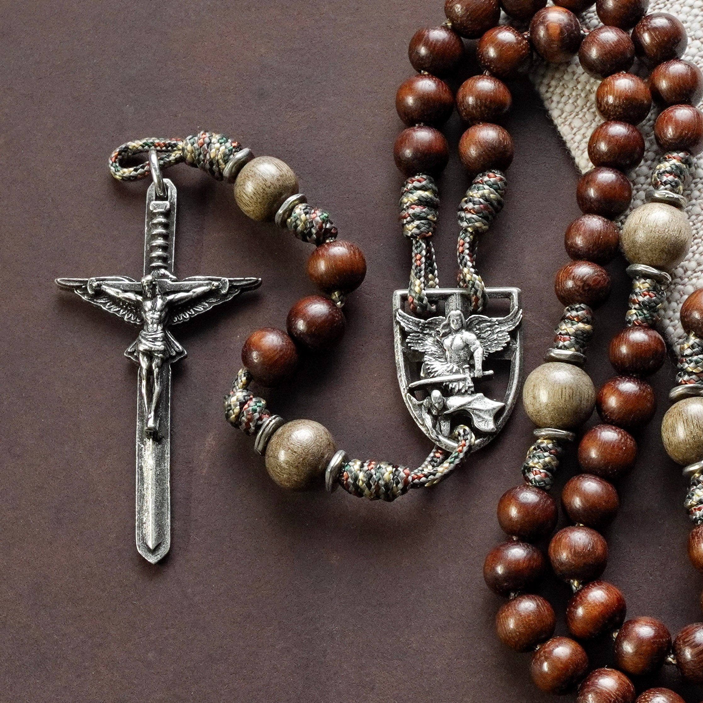 Handmade Wooden Defender Rosary