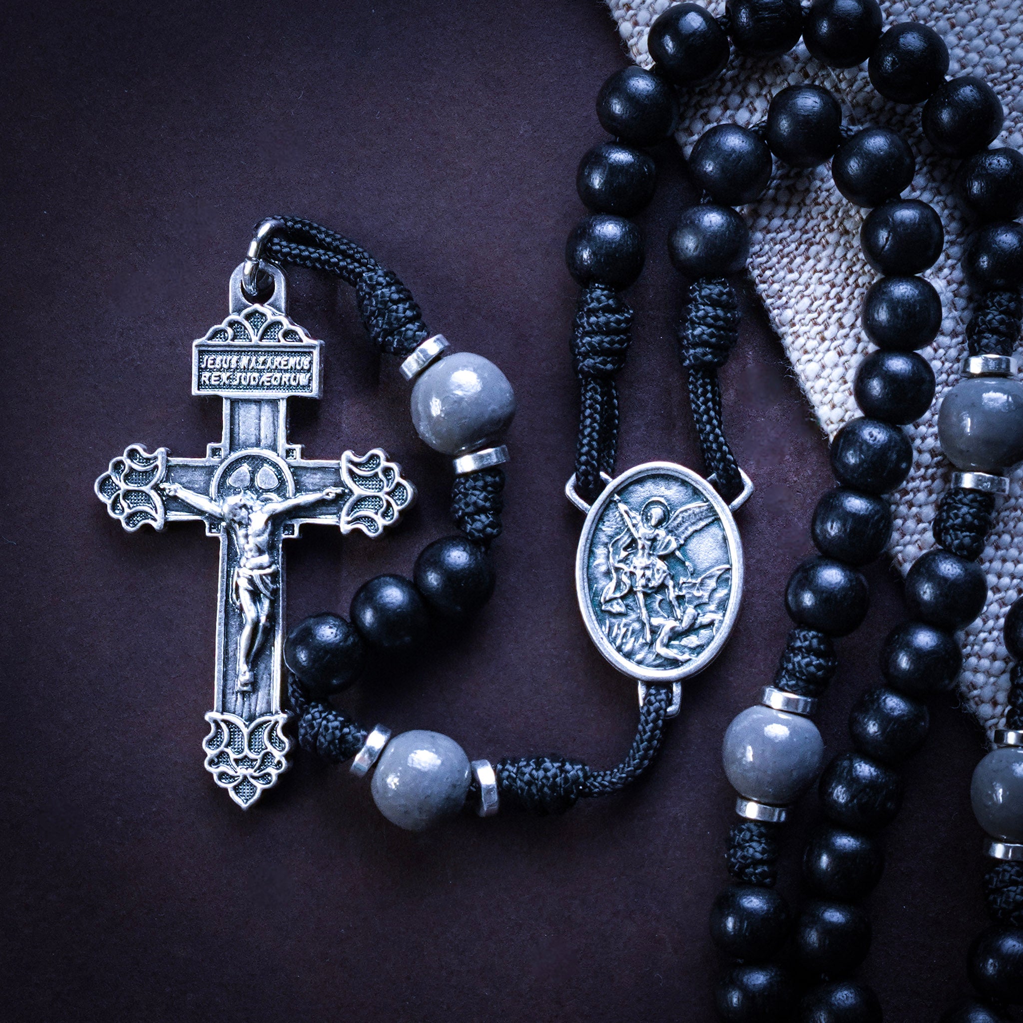 Handmade Wooden St. Michael Rosary