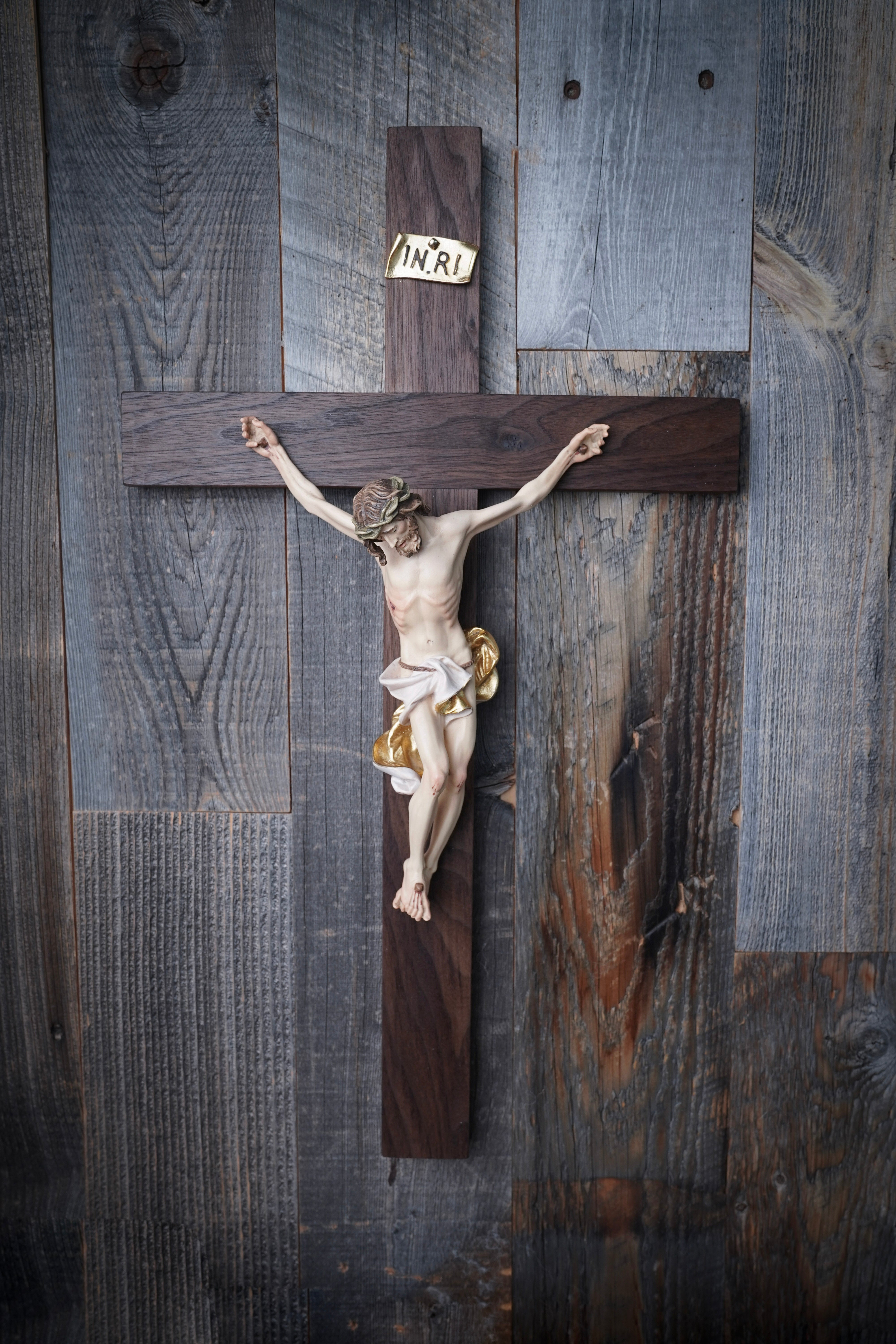 Hand Carved Walnut Crucifix