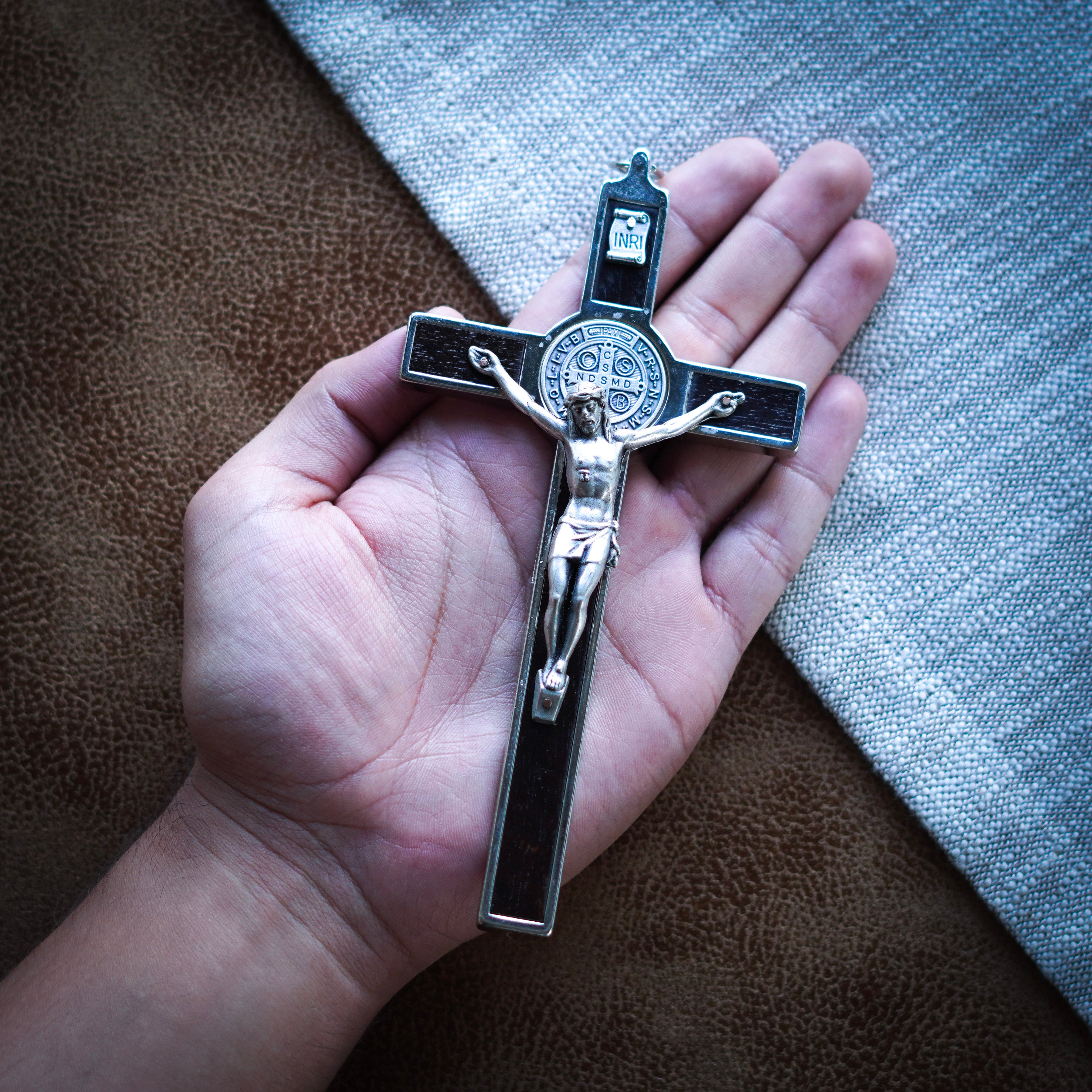 Italian Wall Crucifix - St. Benedict Design - 6 Inch