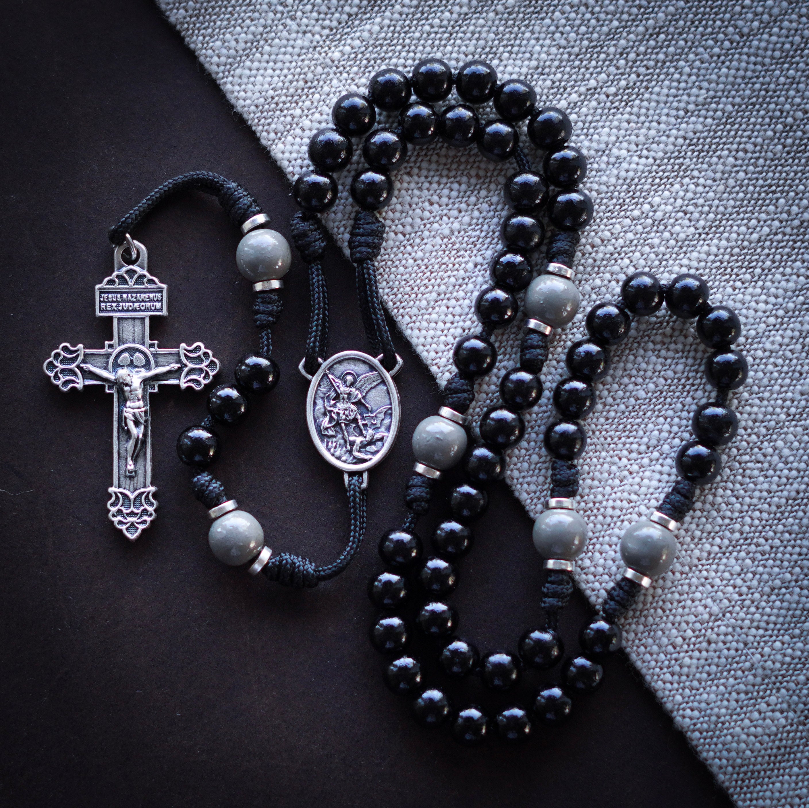 Handmade Wooden St. Michael Rosary