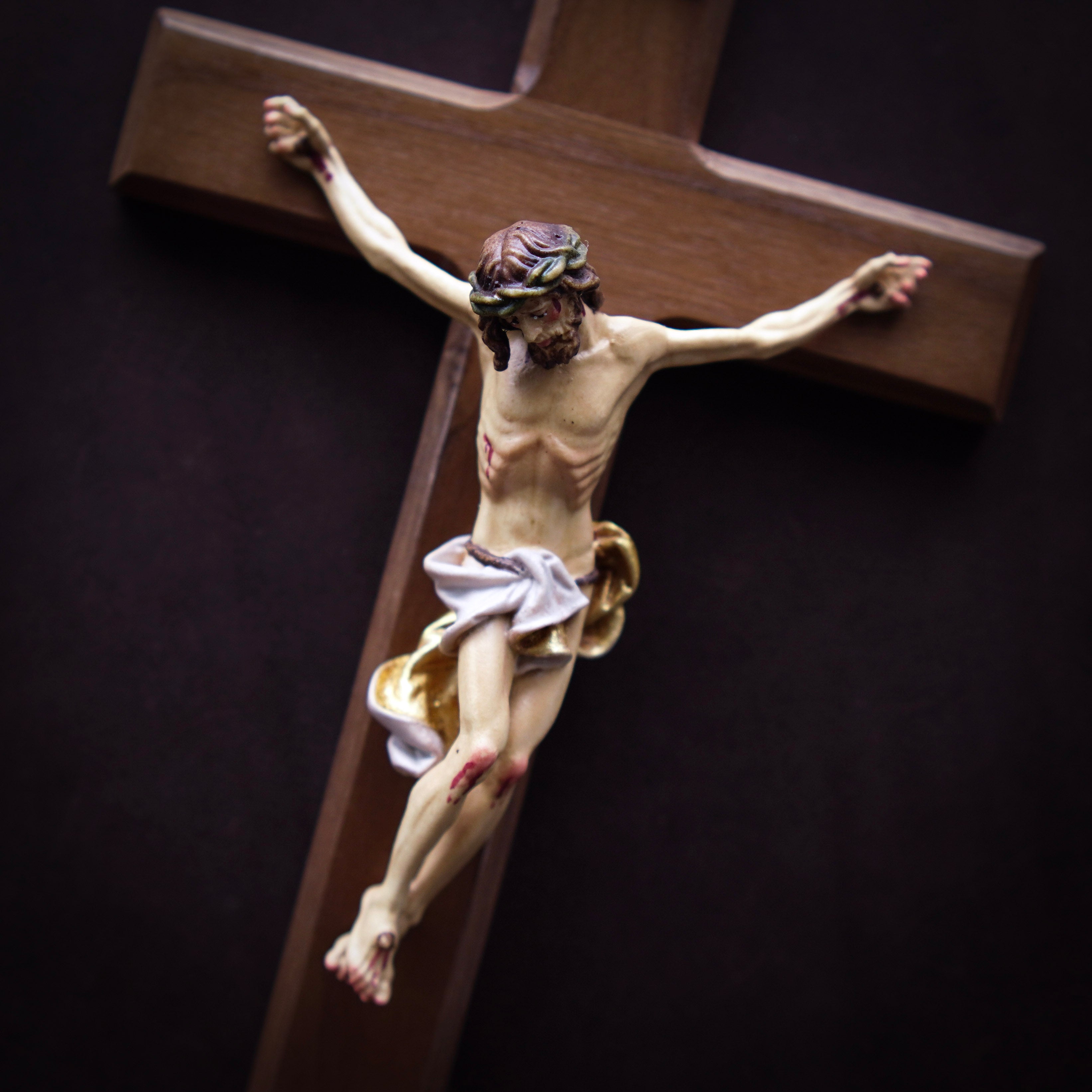 Hand-Carved German Wall Crucifix