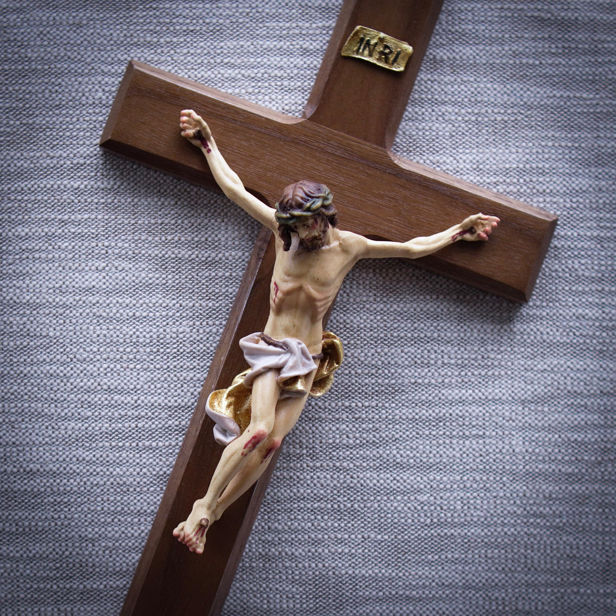 Hand-Carved German Wall Crucifix