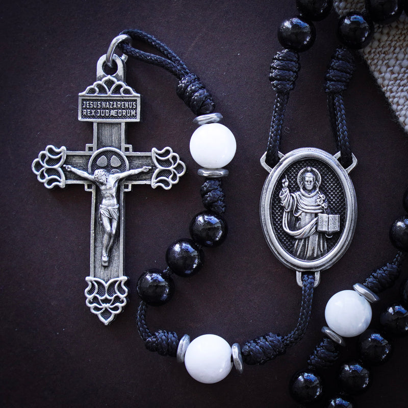 St. Dominic wooden rosary from The Catholic Woodworker