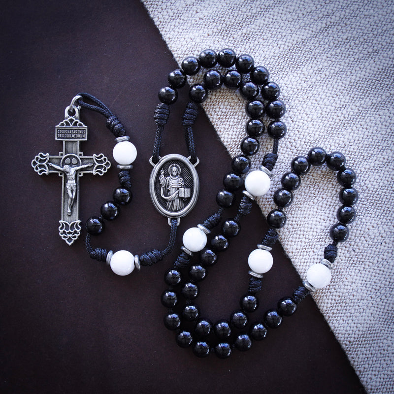 St. Michael Defender wooden rosary from The Catholic Woodworker