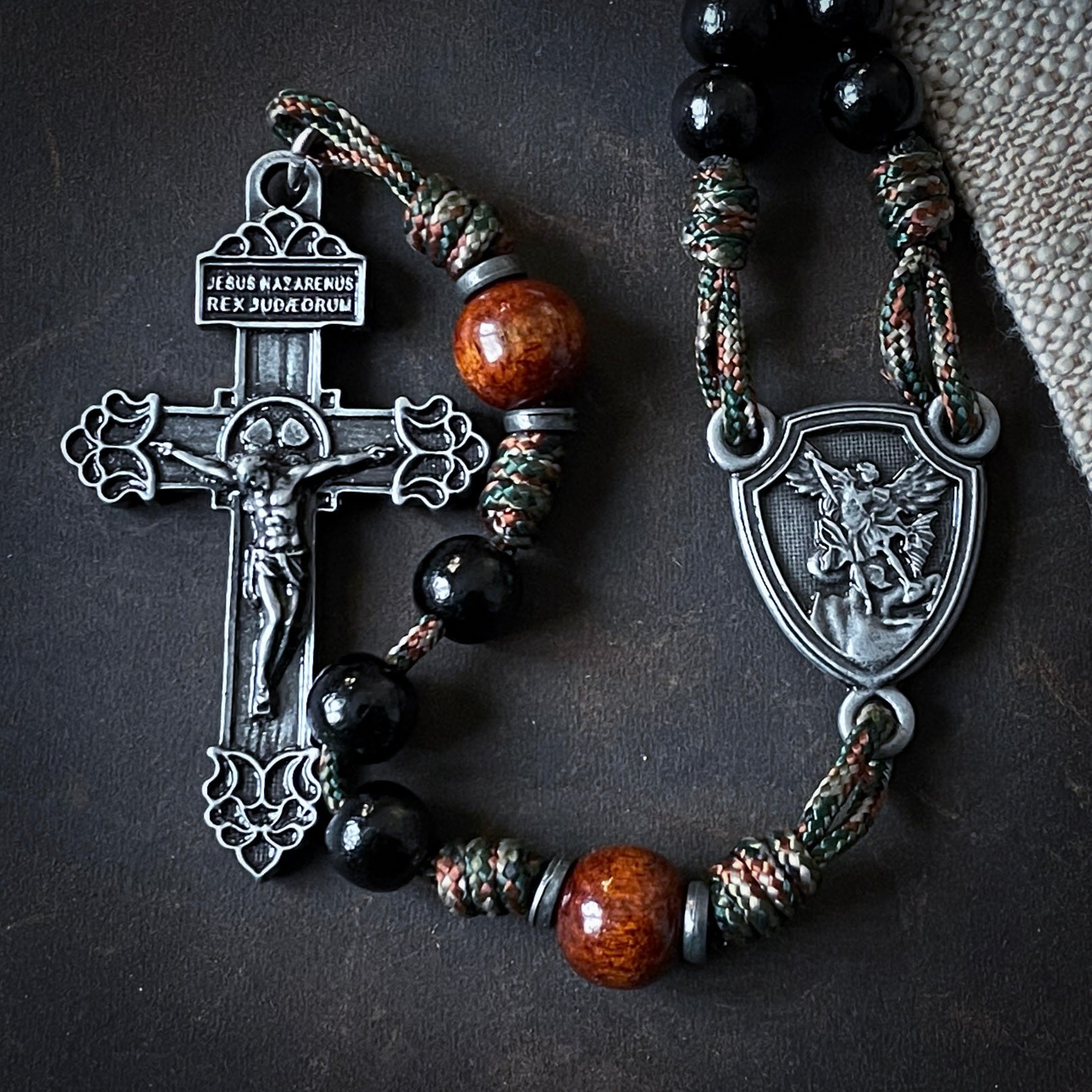 Handmade Wooden Rosary - St. Hubert Design