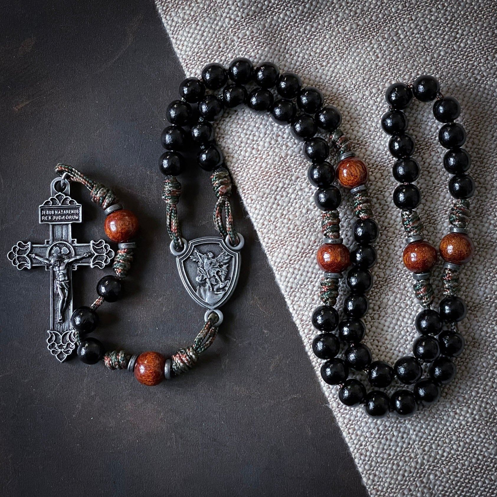 Handmade Wooden Rosary - St. Hubert Design