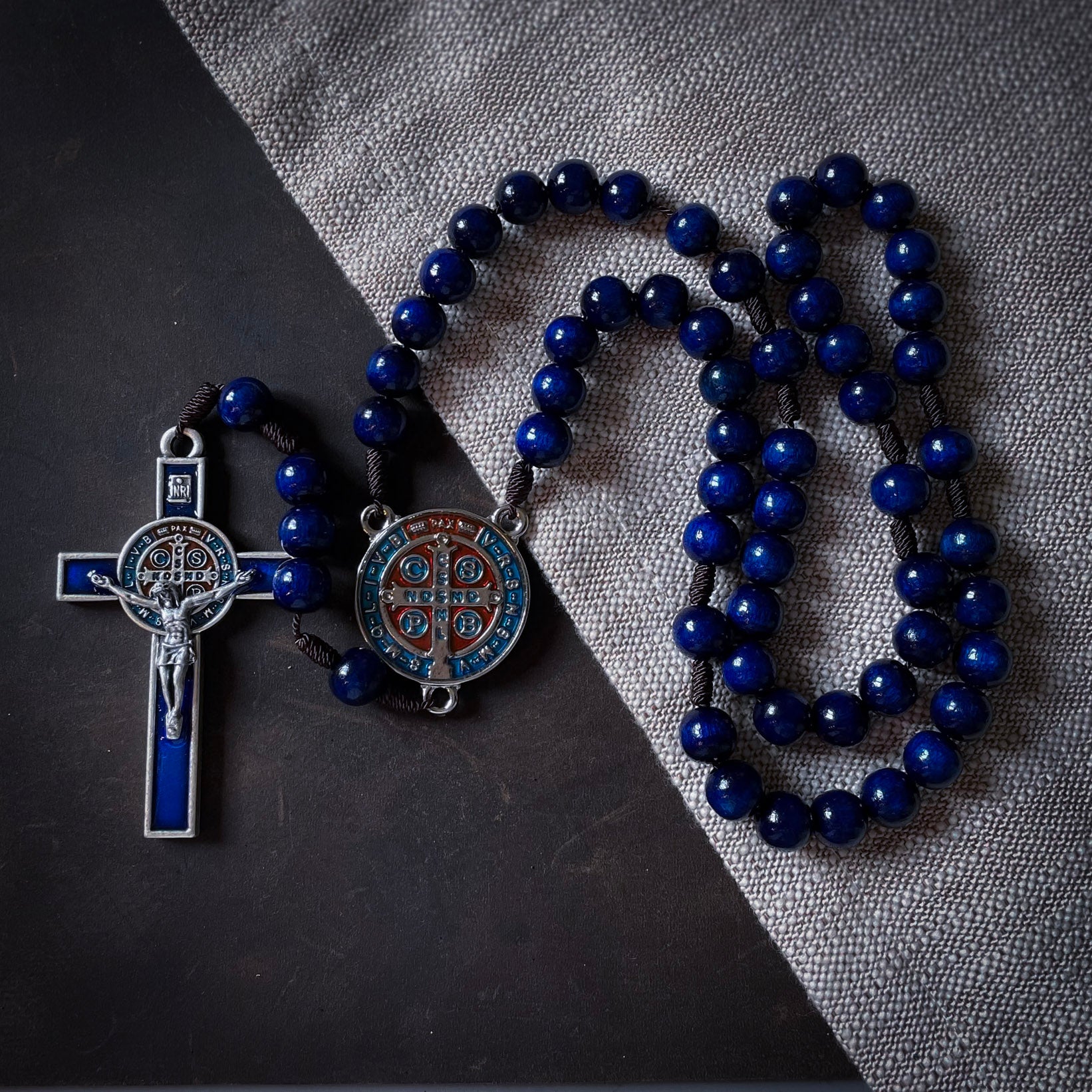 Handmade Wooden Rosary - St. Benedict Design