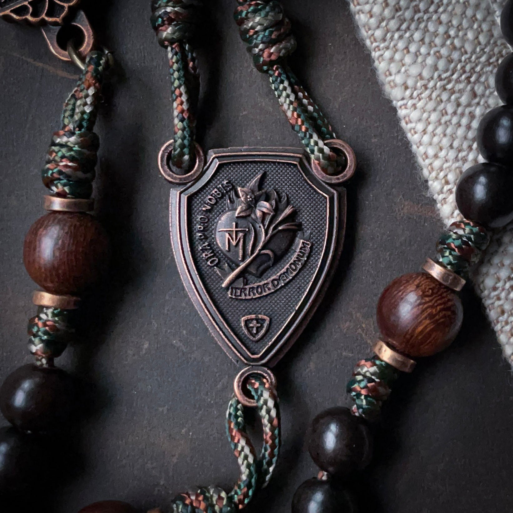 Handmade Wooden Rosary - Zealous Defender of Christ Design