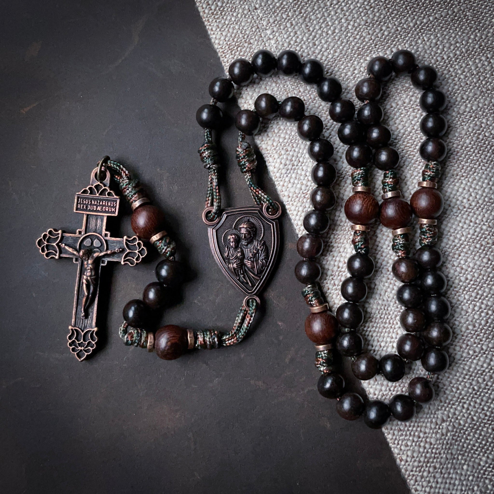 Handmade Wooden Rosary - Zealous Defender of Christ Design