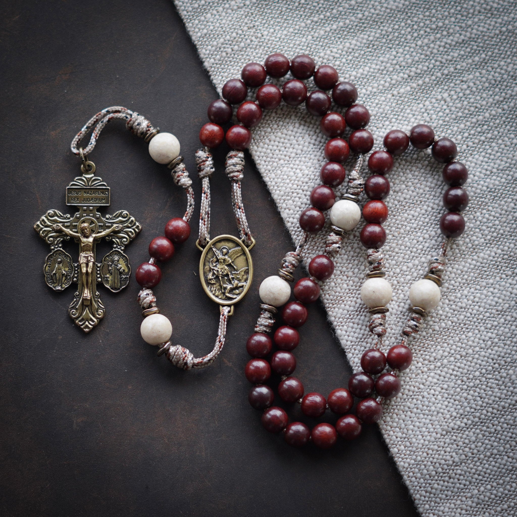 Handmade Wooden Rosary - Prince of the Heavenly Host Design
