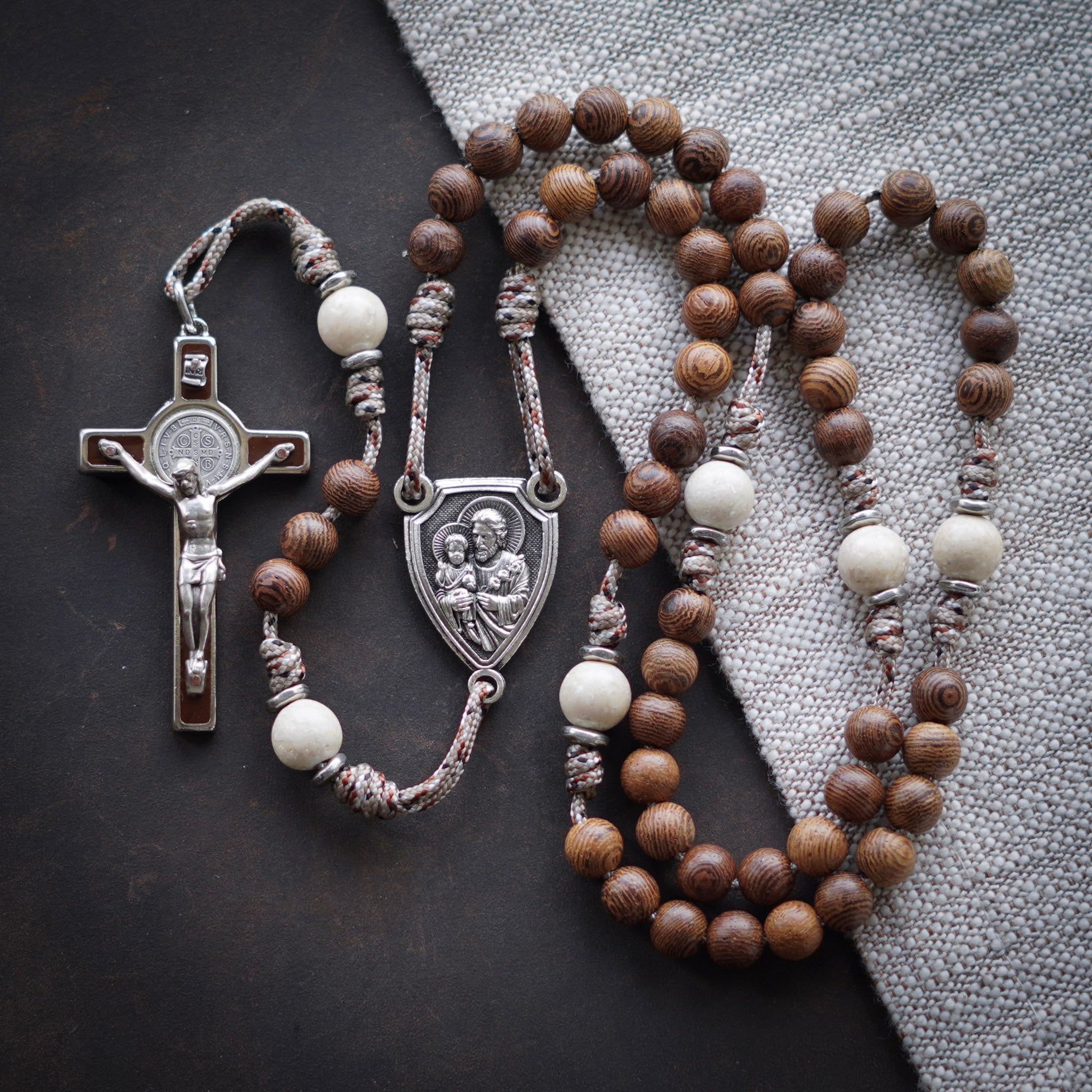 Handmade Wooden Rosary - Carpenter's Son Design
