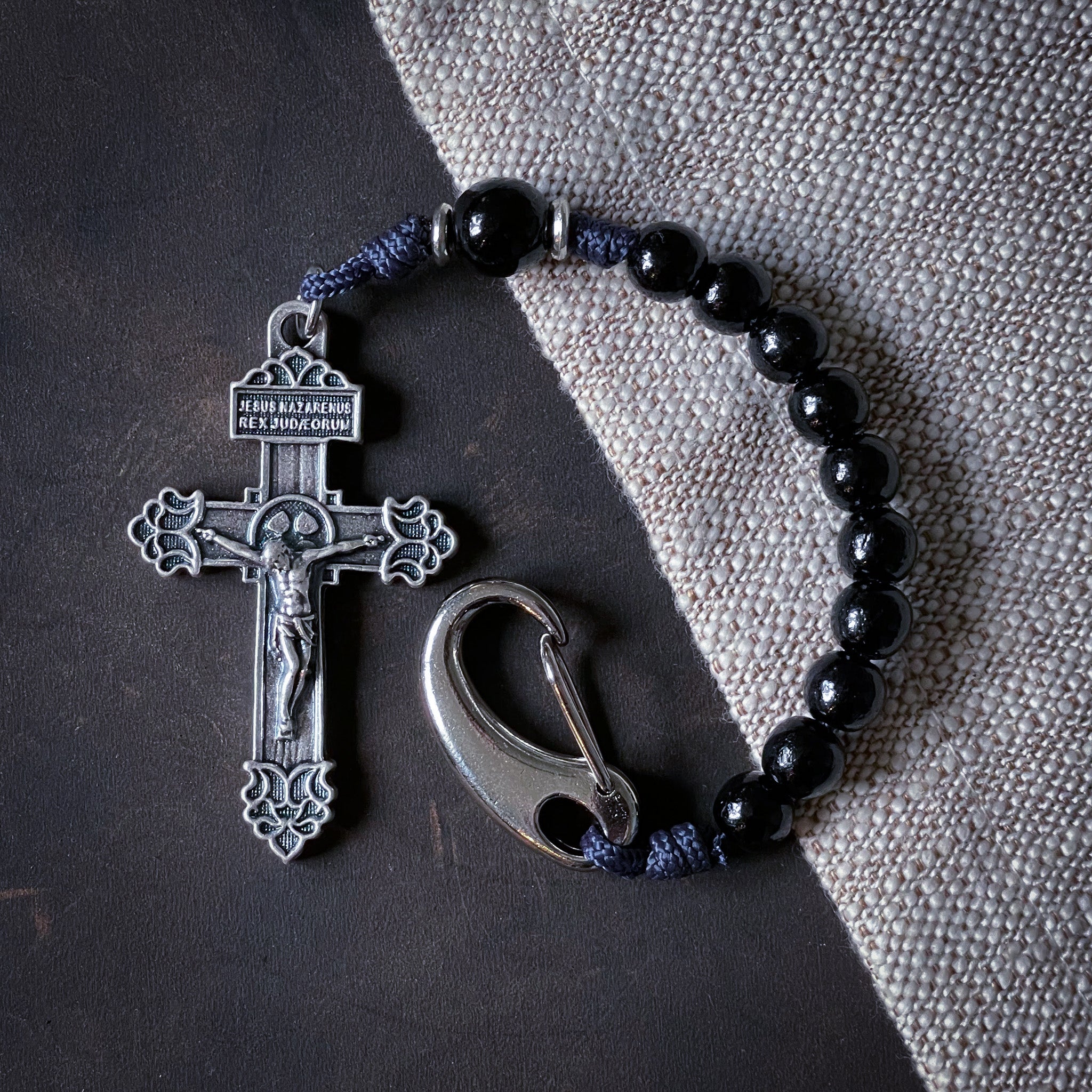Handmade Wooden Pocket Rosary - Humility Design