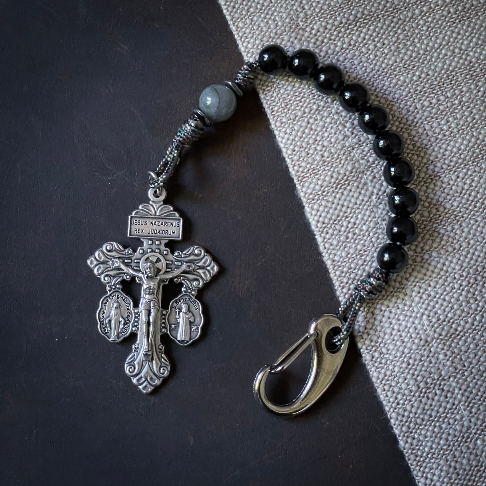 Handmade Wooden Pocket Rosary - Protector Design