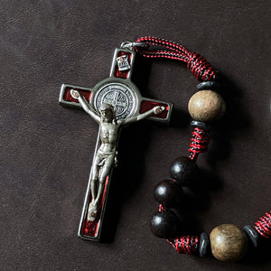 Handmade Wooden Rosary - Sacred Heart Design