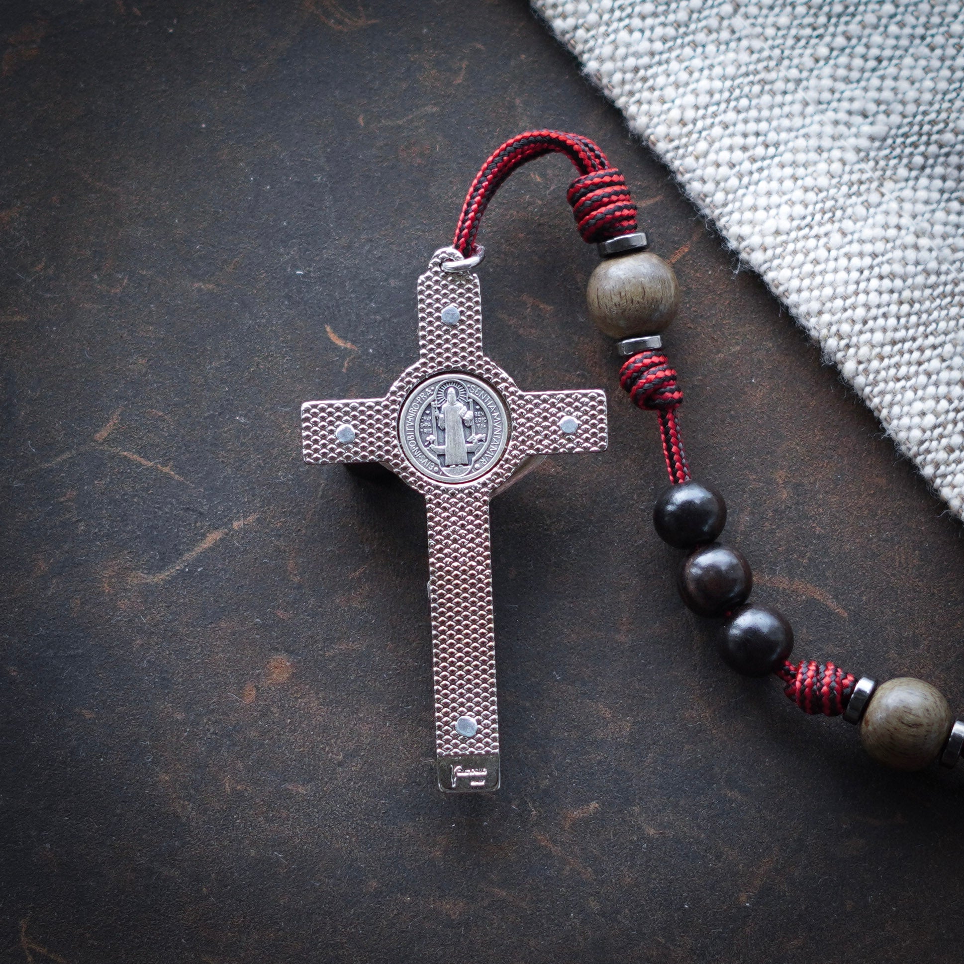 Handmade Wooden Rosary - Sacred Heart Design