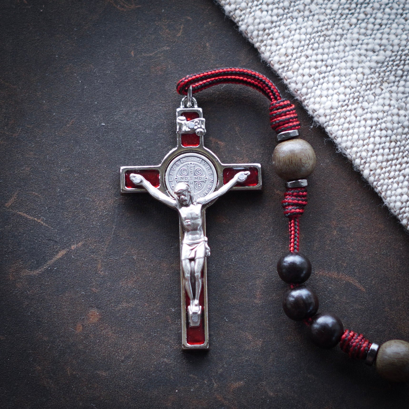 Handmade Wooden Rosary - Sacred Heart Design