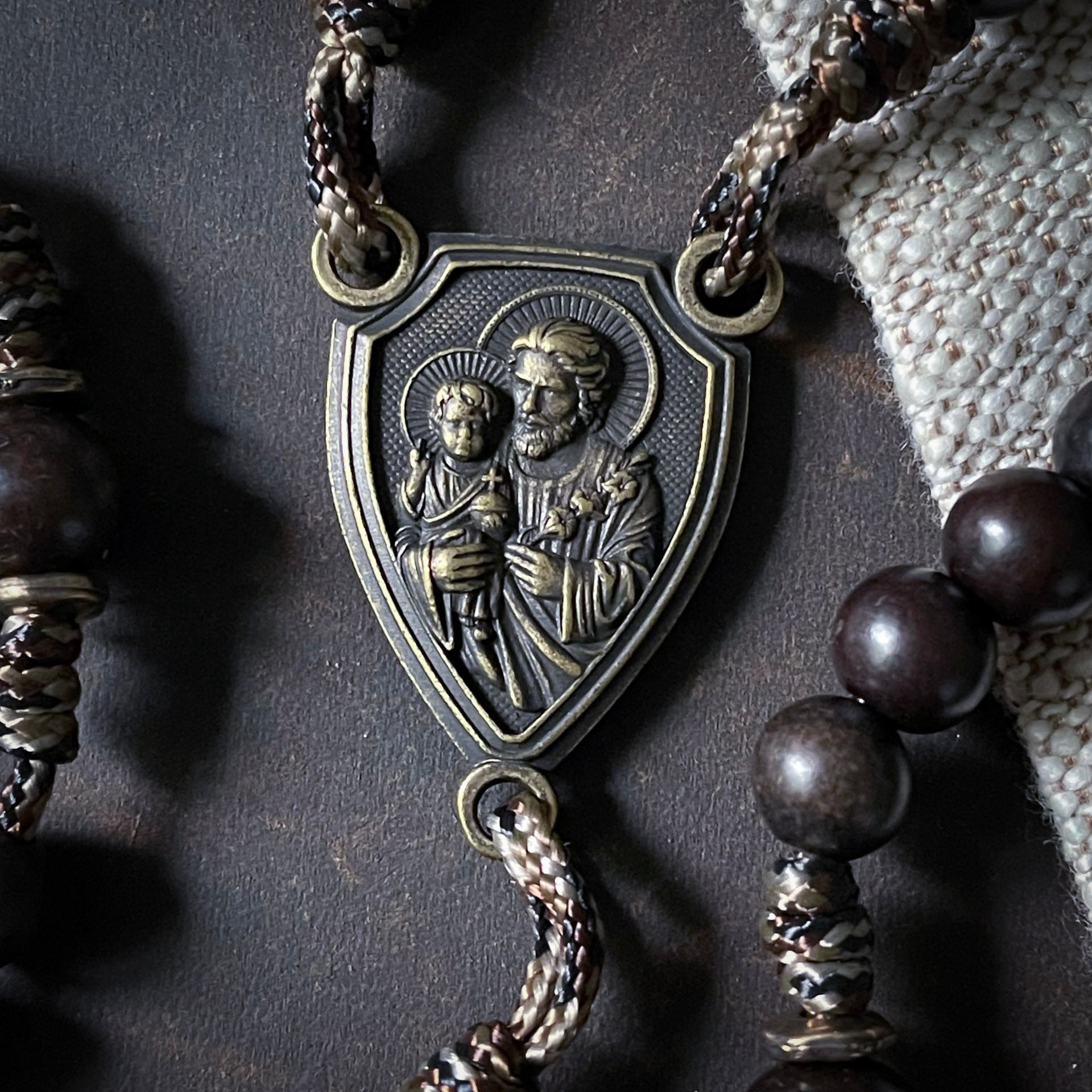 Handmade Wooden Rosary - Terror of Demons Design - Antique Bronze