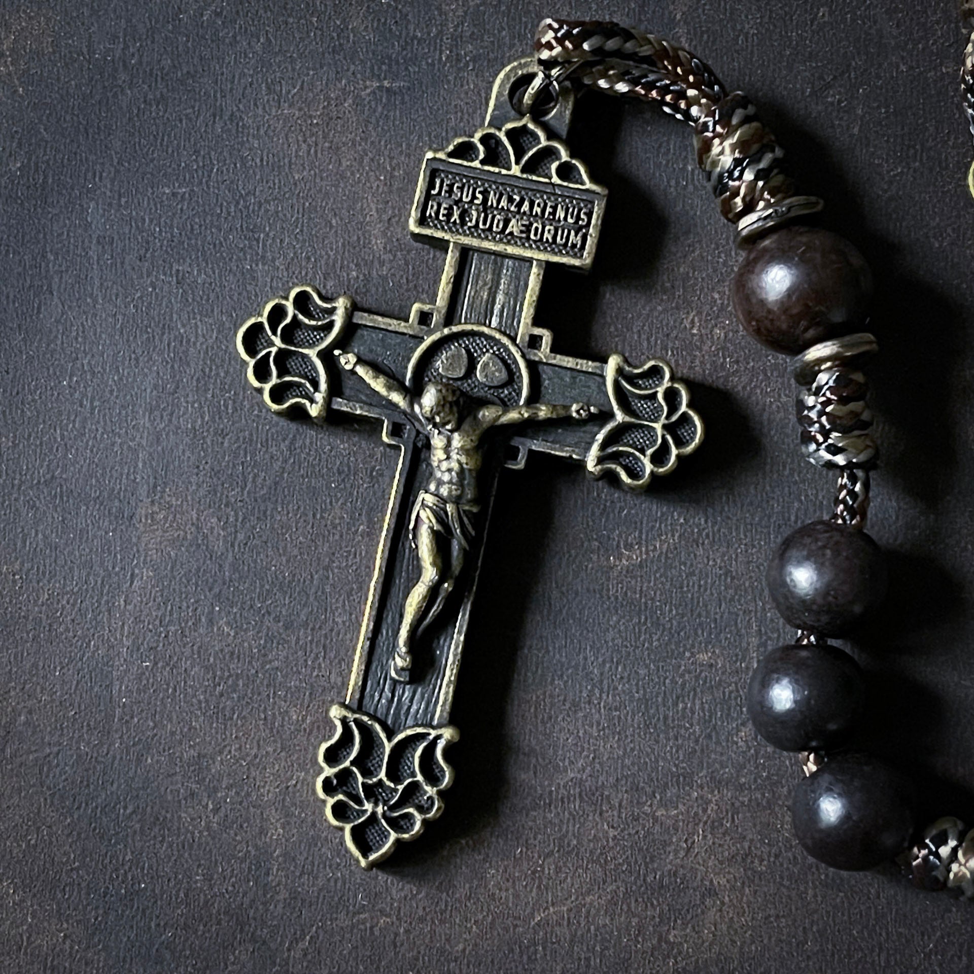 Handmade Wooden Rosary - Terror of Demons Design - Antique Bronze