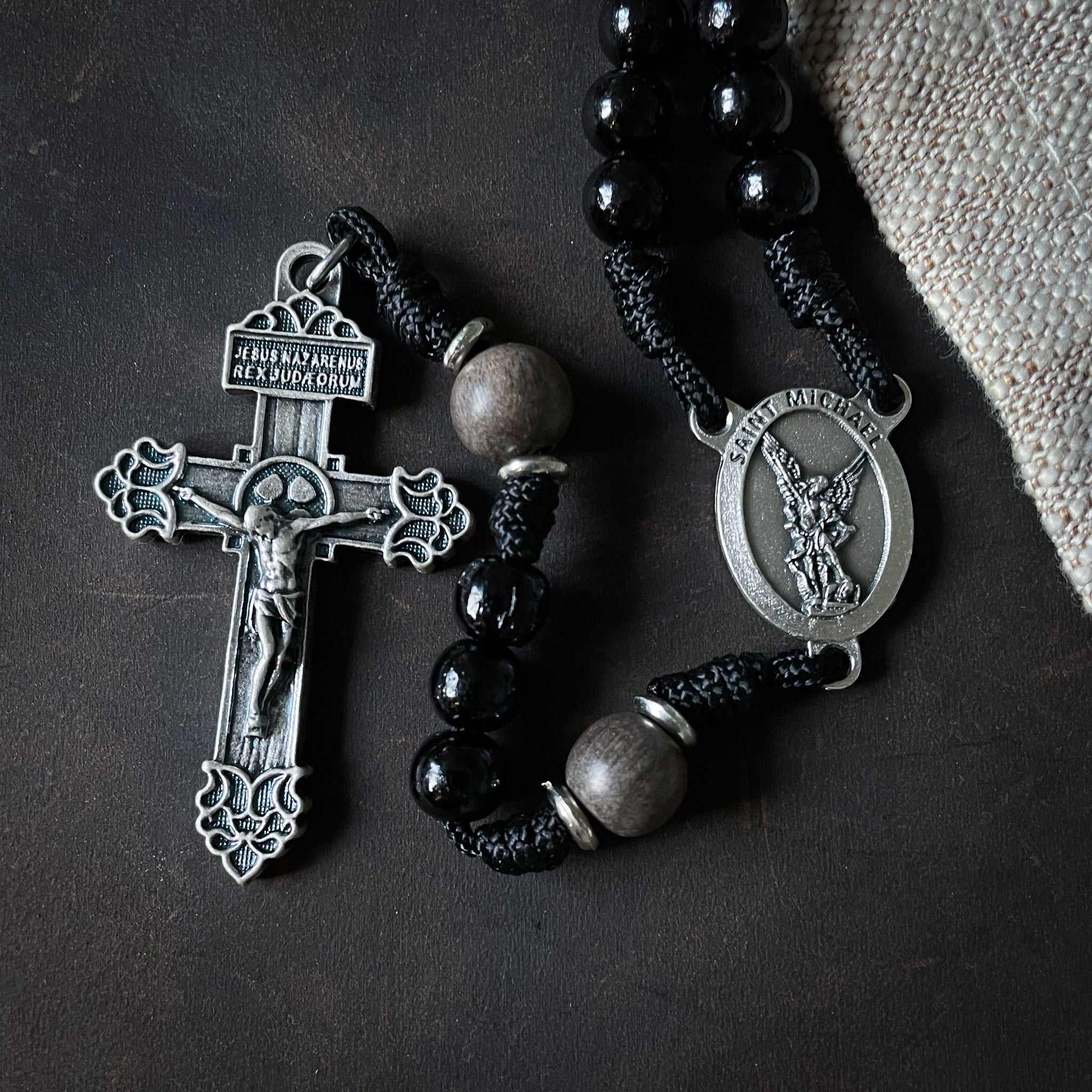 Handmade Wooden Rosary - St. Michael Classic Design