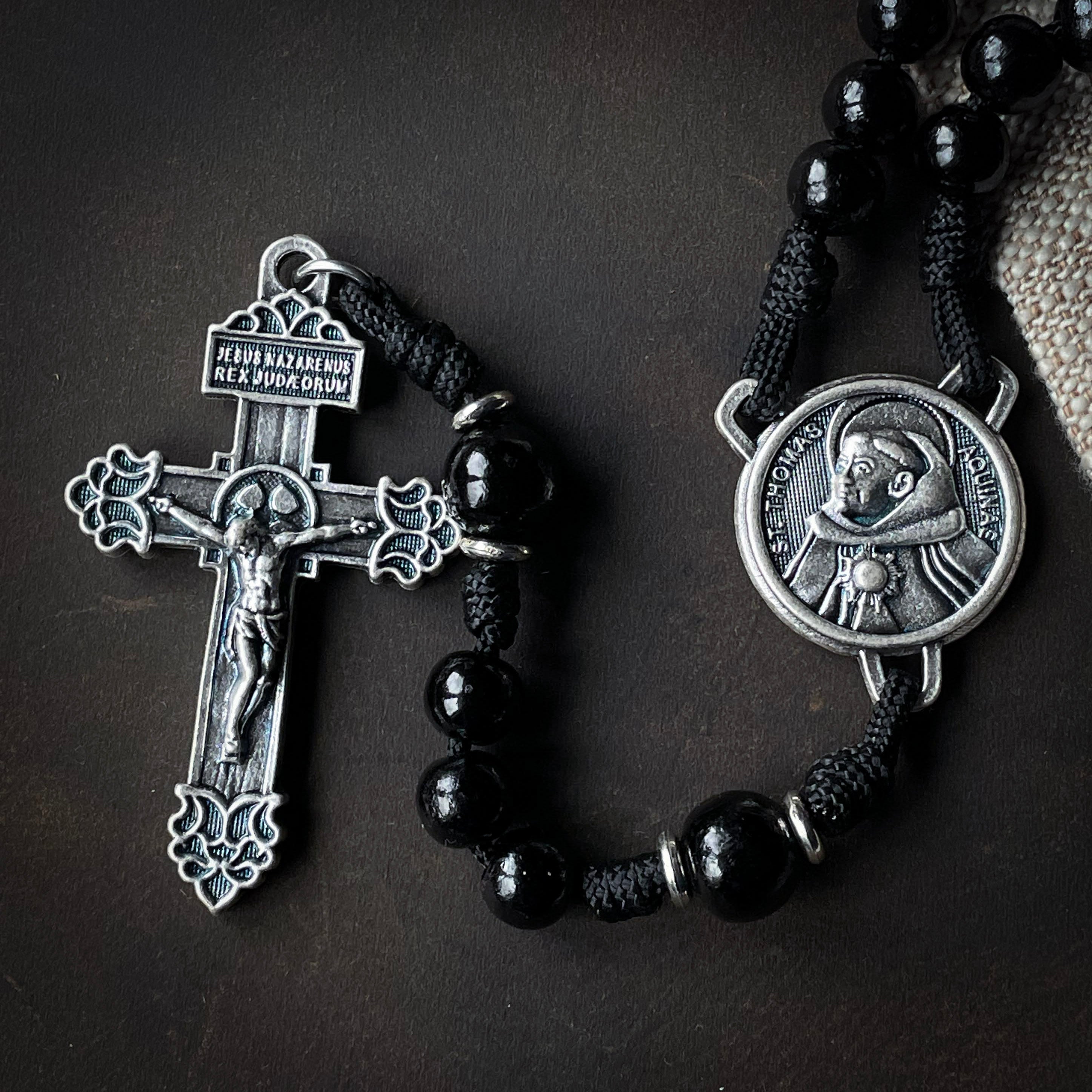 Handmade Wooden Rosary - St. Thomas Aquinas Design