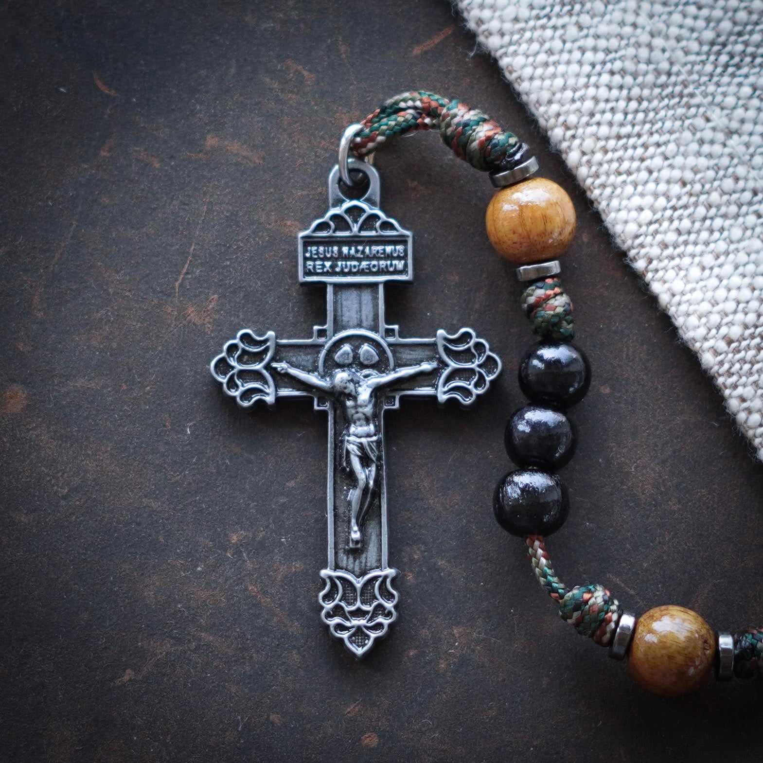 Handmade Wooden Rosary - St. Hubert Design