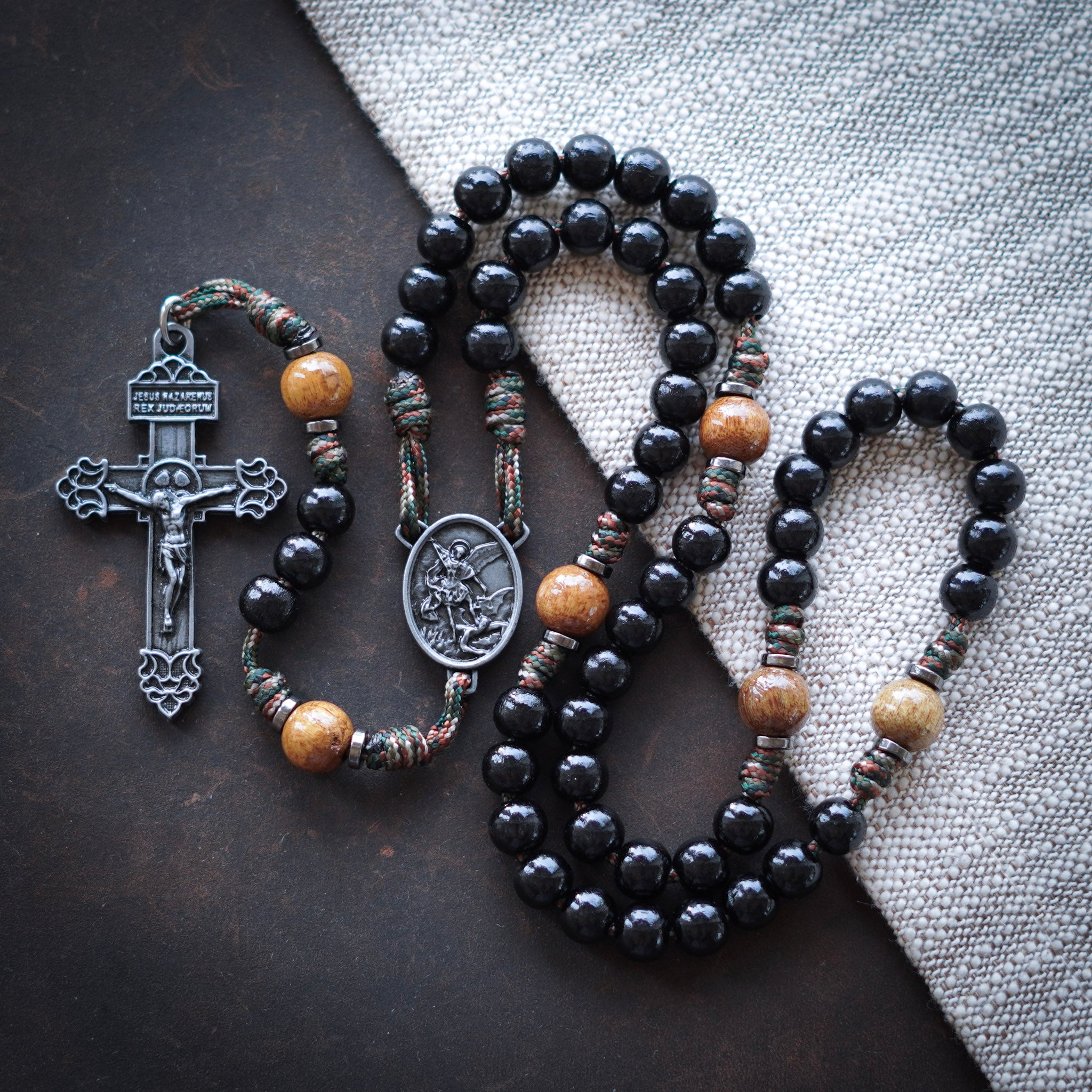 Handmade Wooden Rosary - St. Hubert Design
