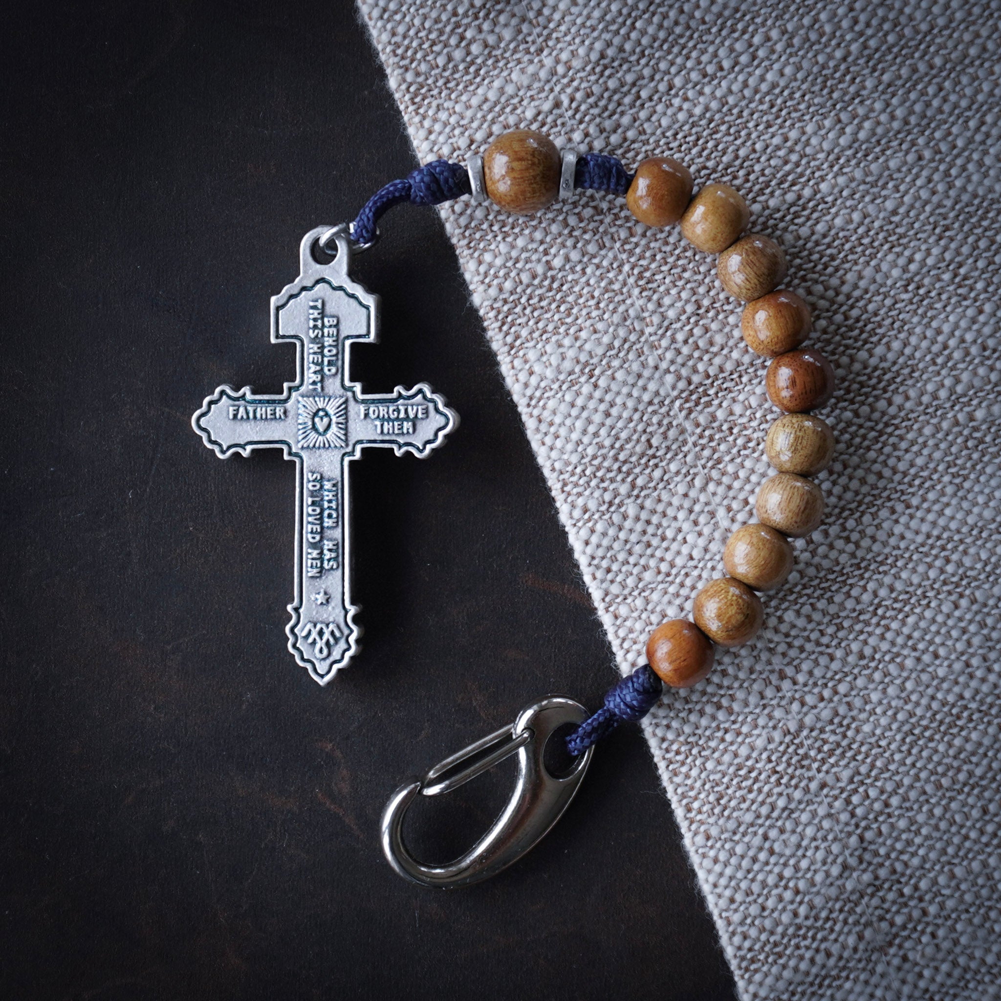 Handmade Wooden Pocket Rosary - Wisdom Design