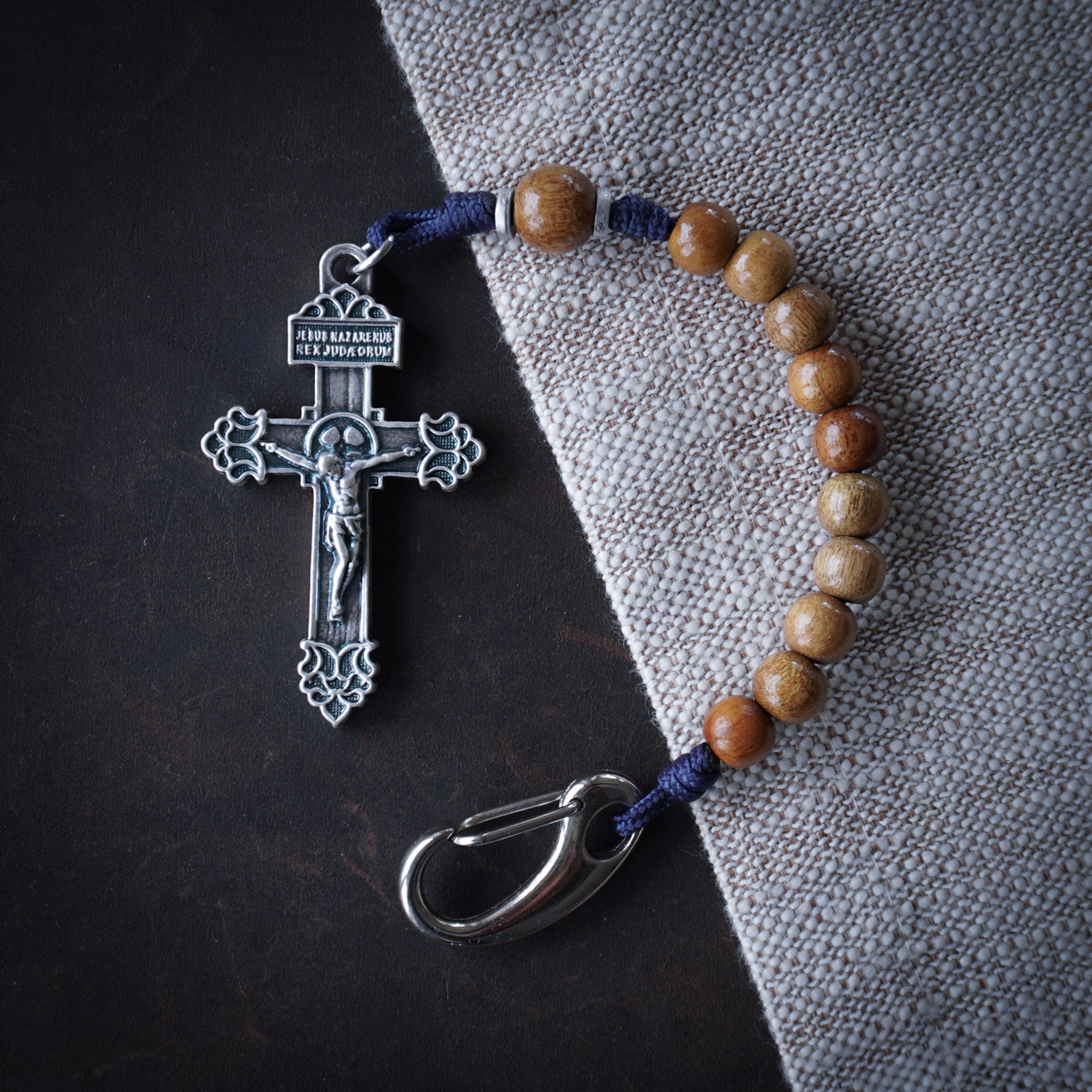 Handmade Wooden Pocket Rosary - Wisdom Design