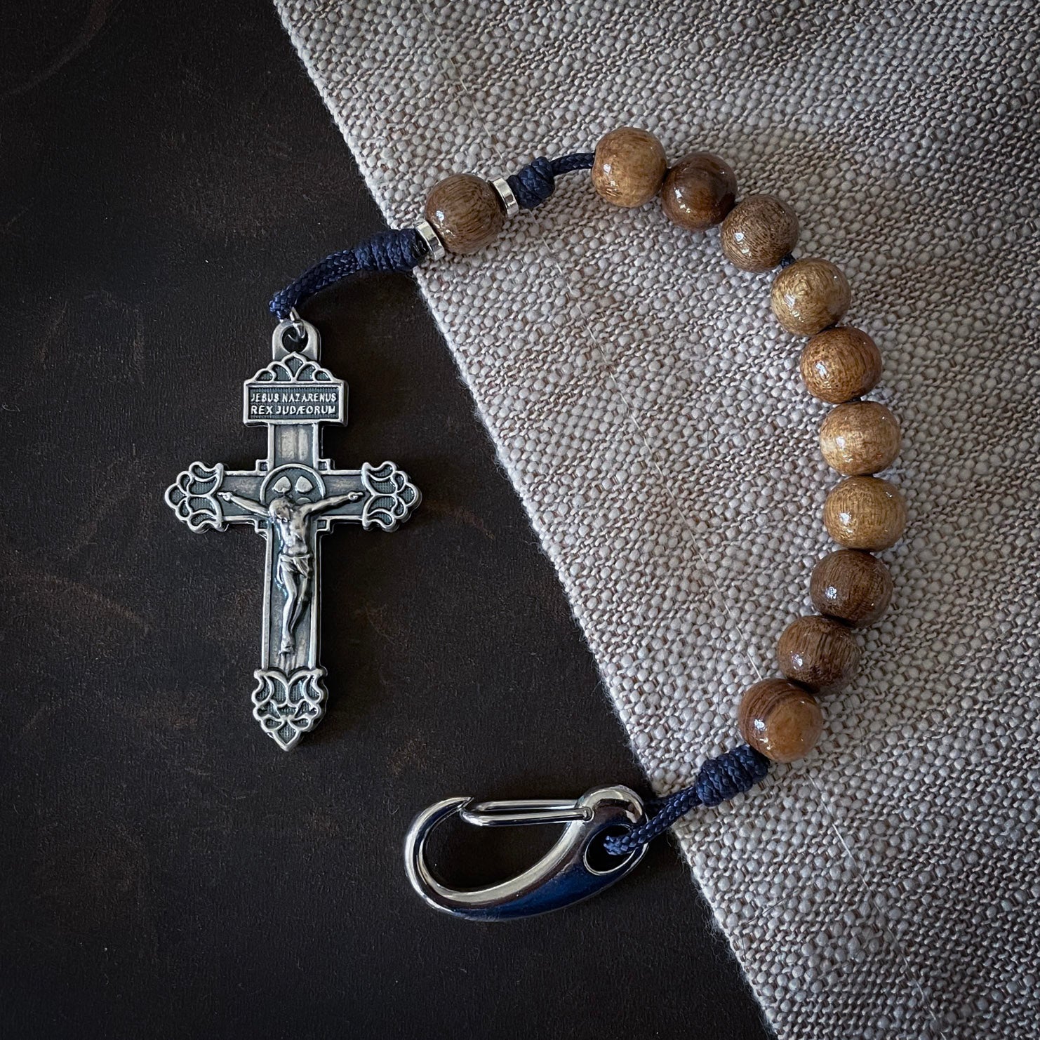 Handmade Wooden Pocket Rosary - Wisdom Design