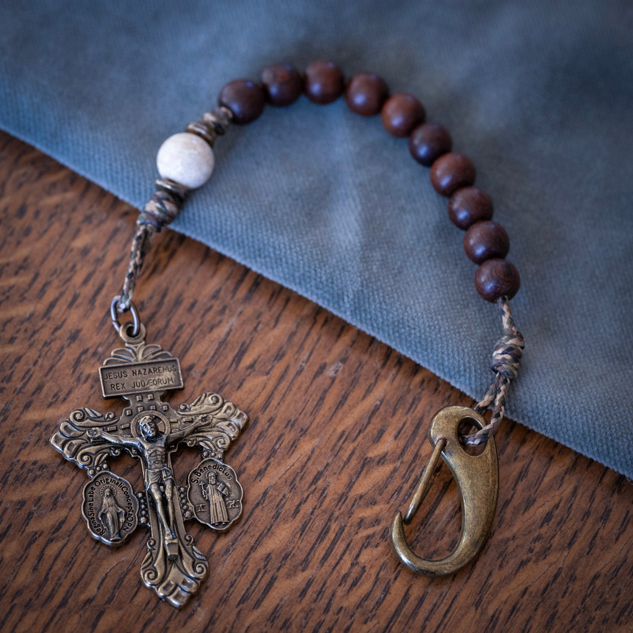 Handmade Wooden Pocket Rosary - Consoler of Souls Design