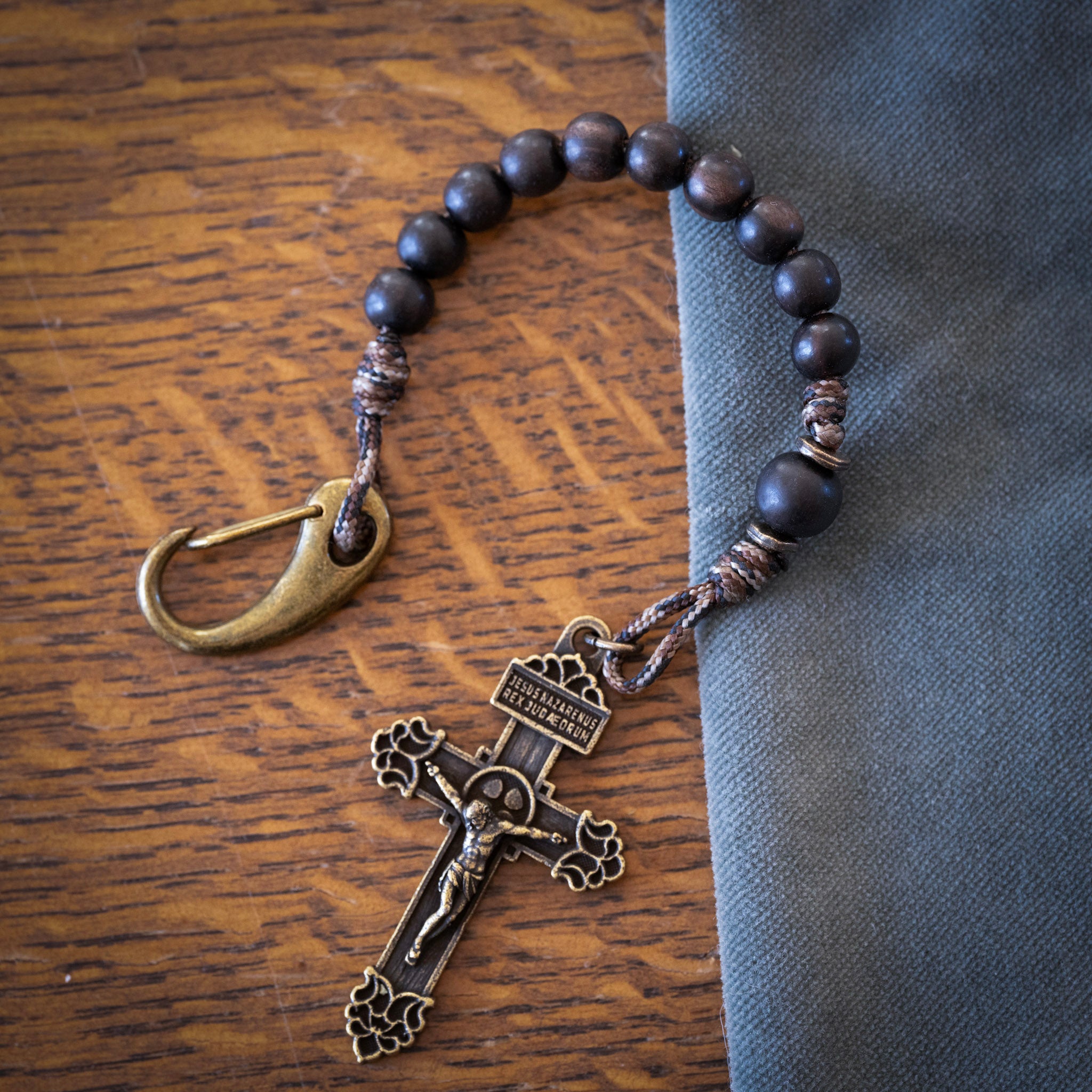 Handmade Wooden Pocket Rosary - Guardian Design