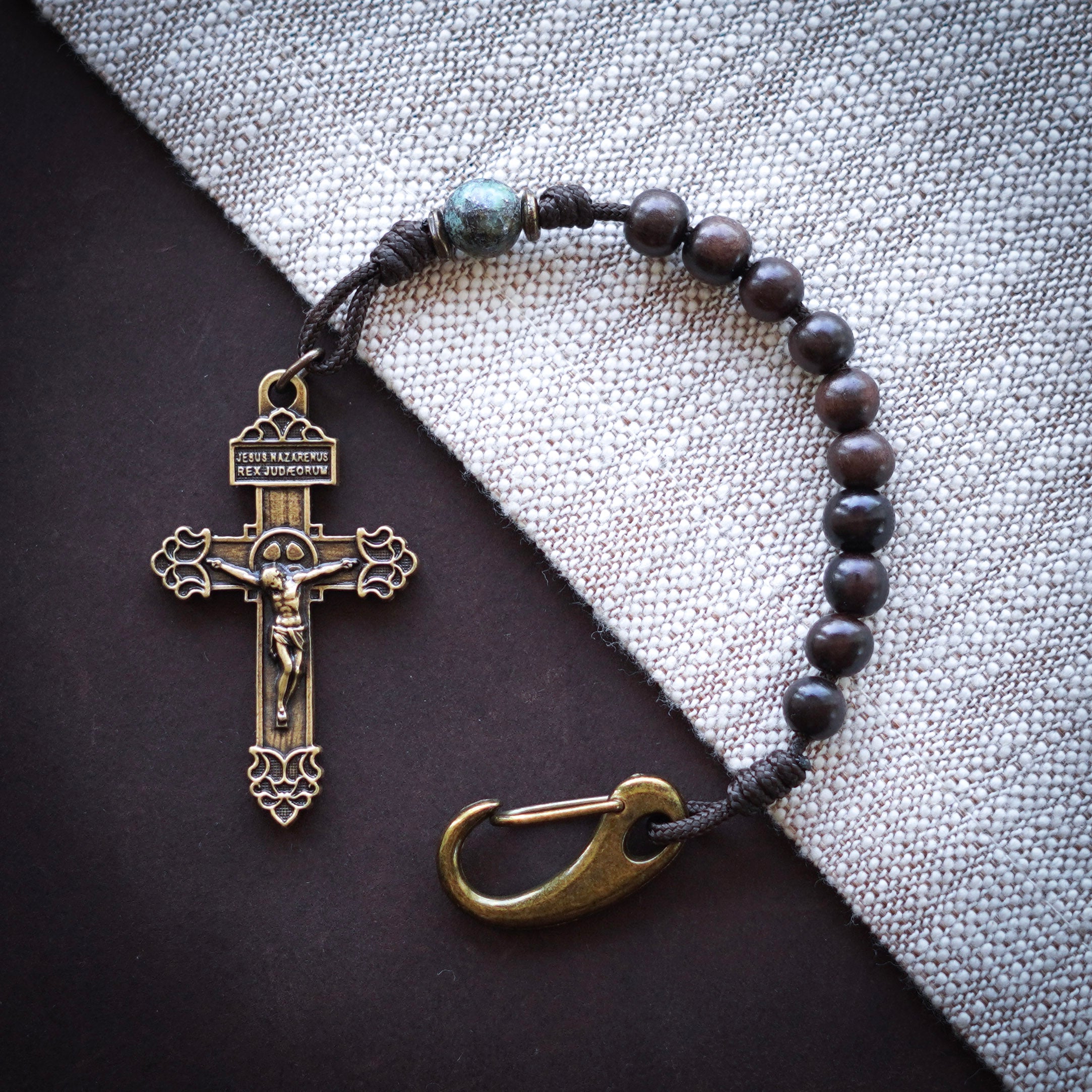 Handmade Wooden Pocket Rosary - Refuge of Sinners Design - Heavenly Mix-Up 1
